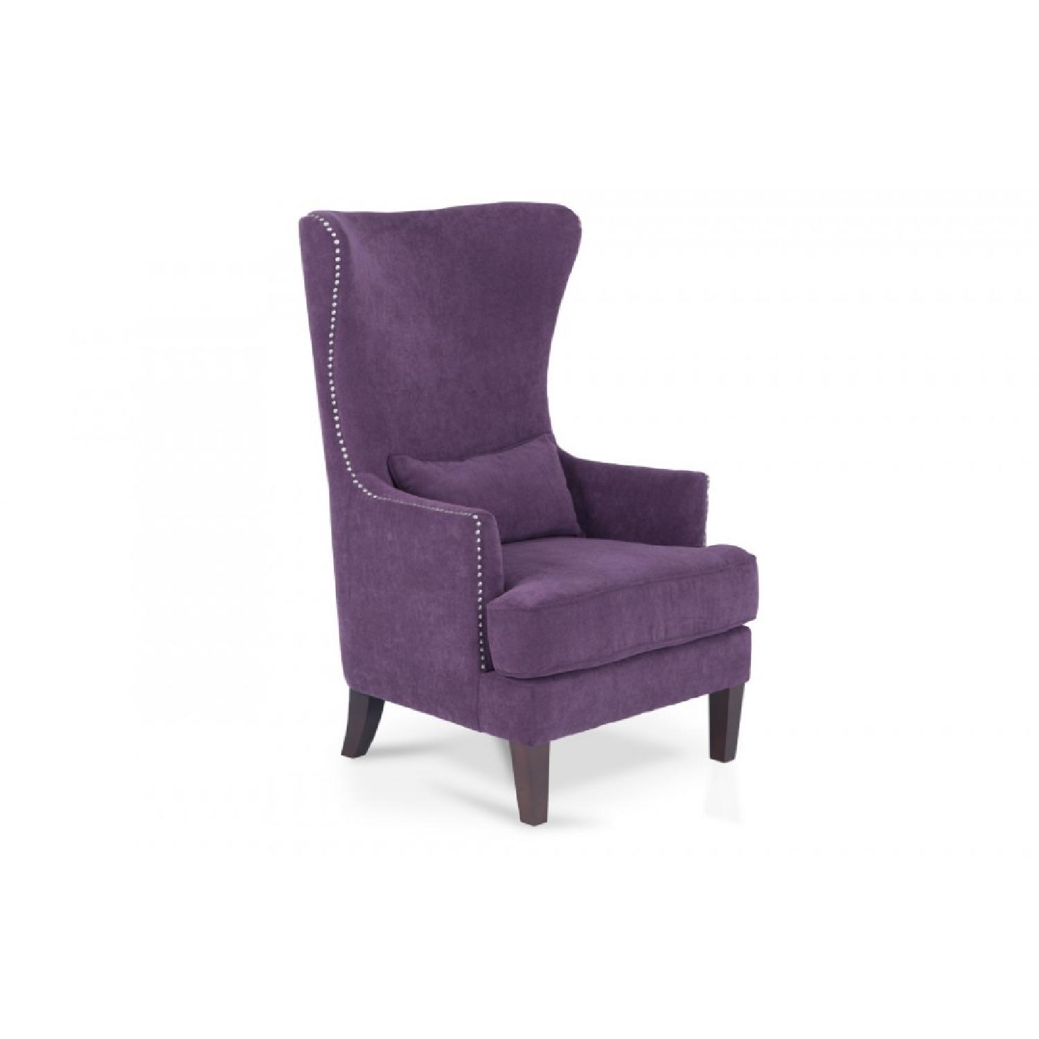Bob's Furniture Jackie Wing Back Studded Accent Chair in Purple - 2 Available - image-3
