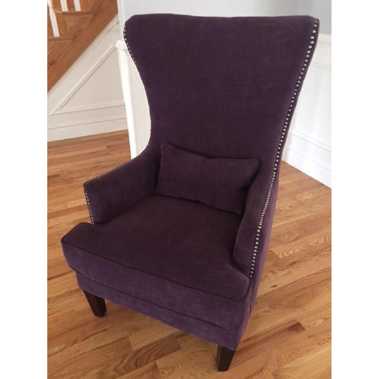 Bob's Furniture Jackie Wing Back Studded Accent Chair in Purple - 2 Available - image-4