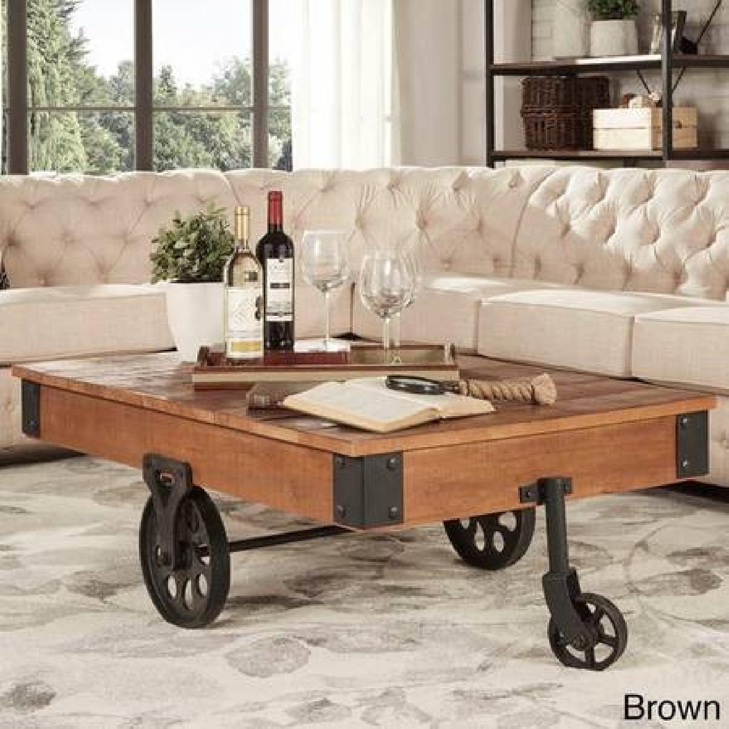 Tribecca Home Myra Vintage Industrial Modern Rustic Cocktail Table - image-1