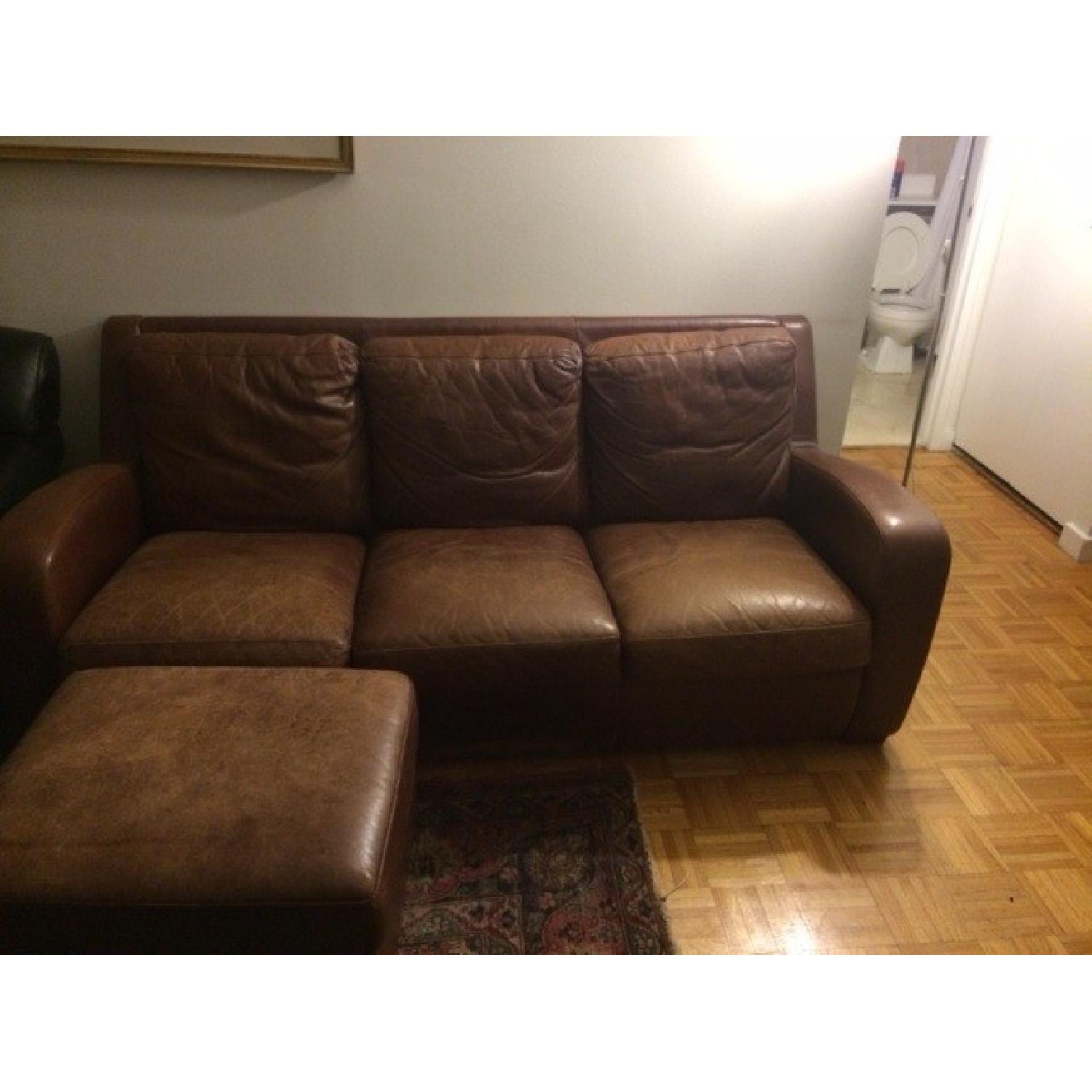 Brown Leather Couch - image-1