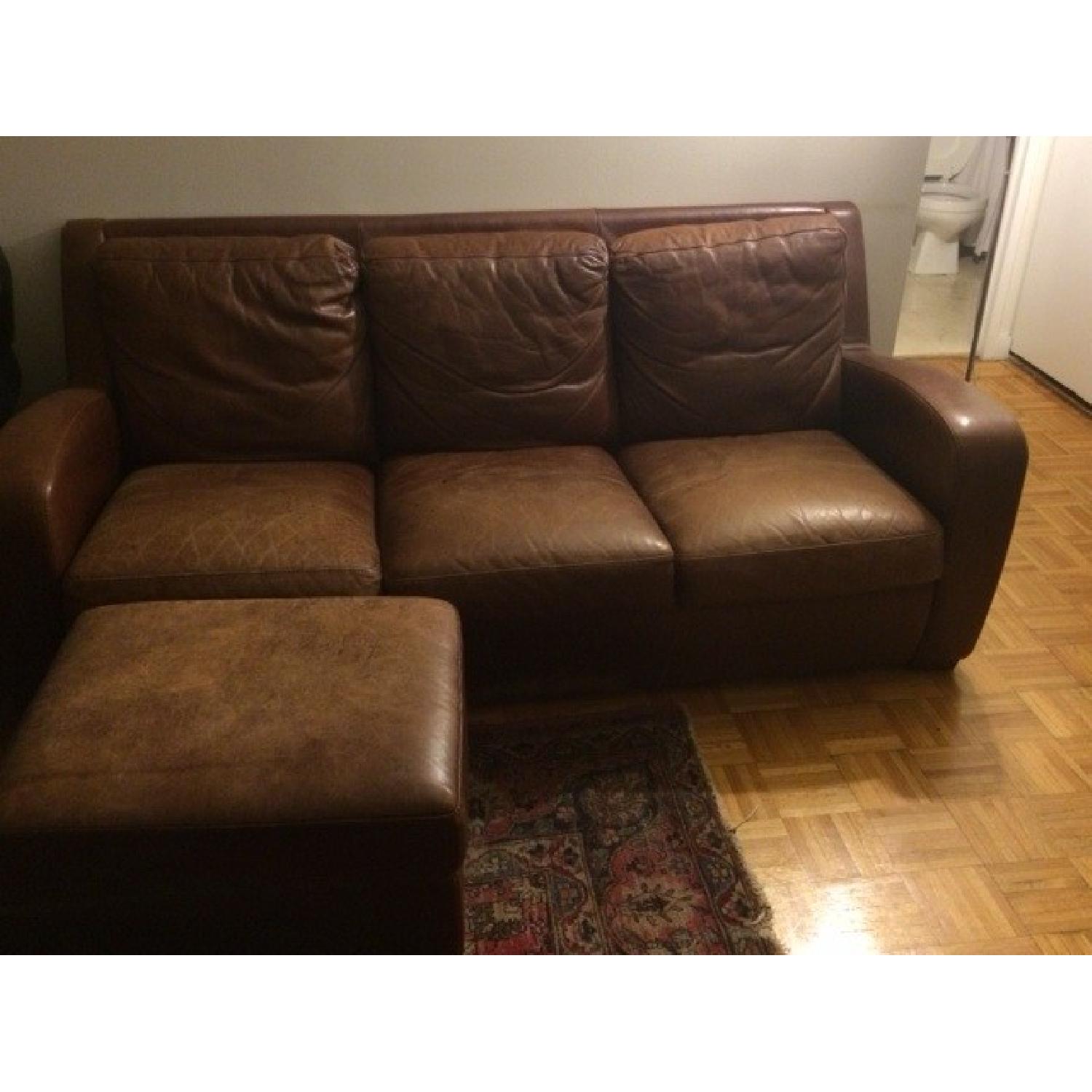 Brown Leather Couch - image-2