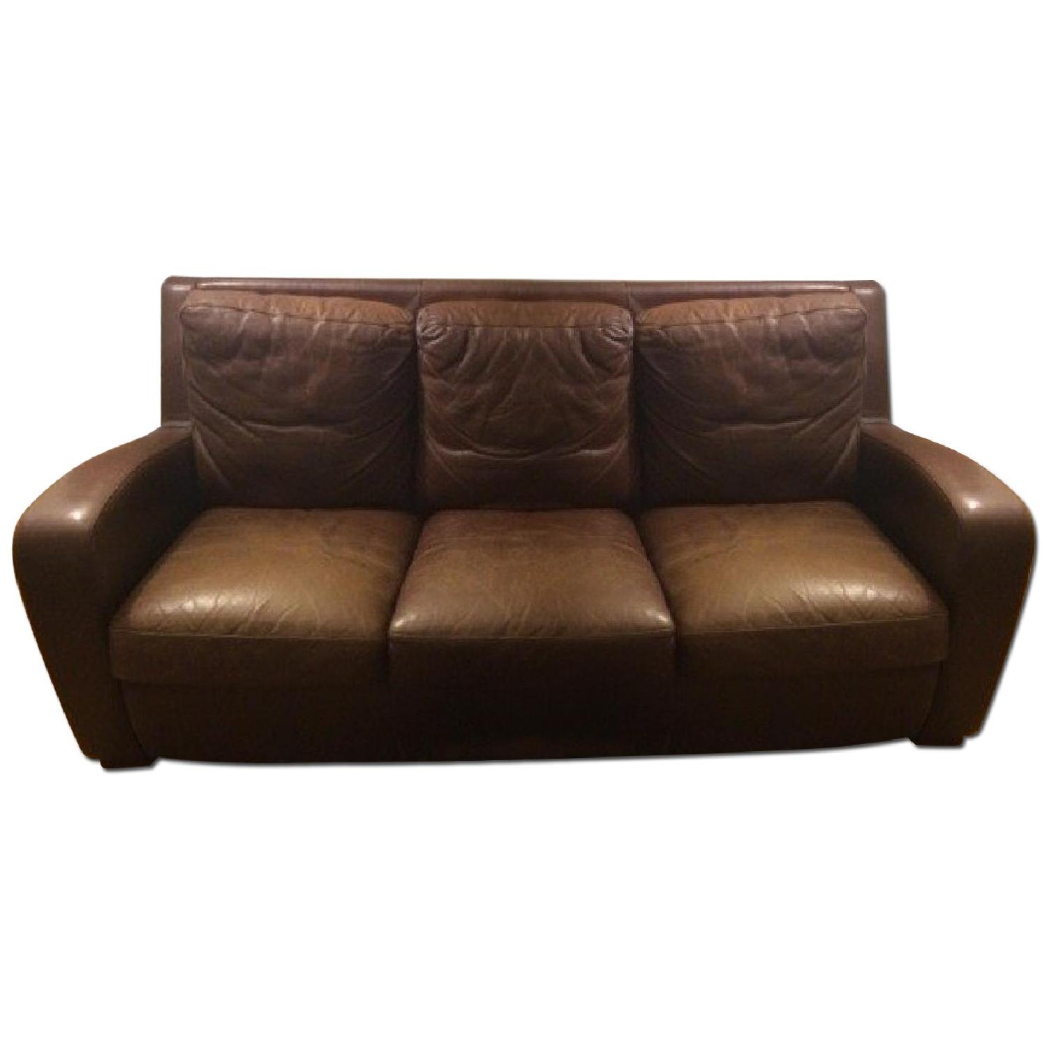 Brown Leather Couch - image-0