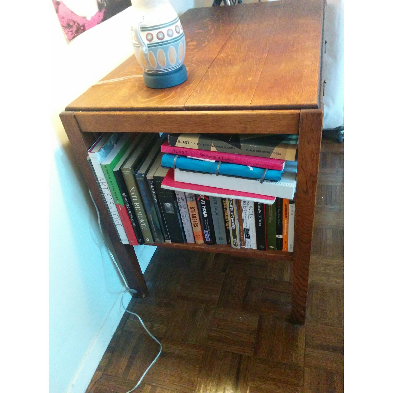 Antique Arts & Crafts Craftsman Mission Oak Partners Desk w/ Bookshelves - image-3