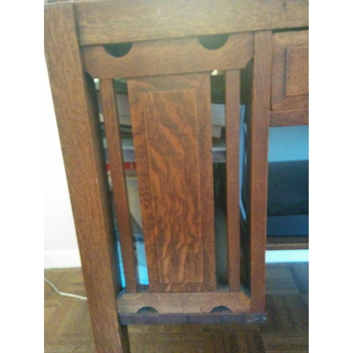 Antique Arts & Crafts Craftsman Mission Oak Partners Desk w/ Bookshelves - image-4