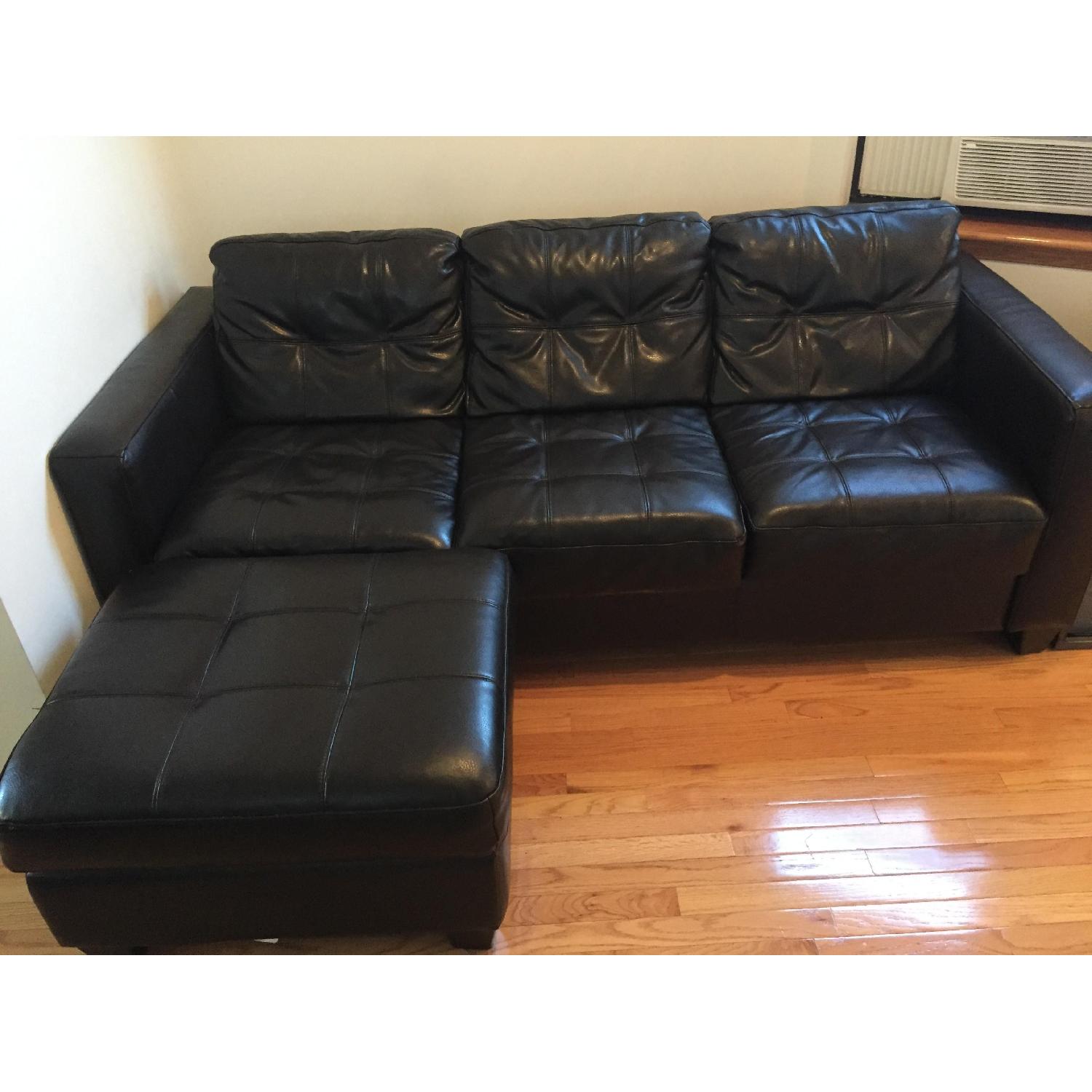 Leather Couch & Ottoman - AptDeco