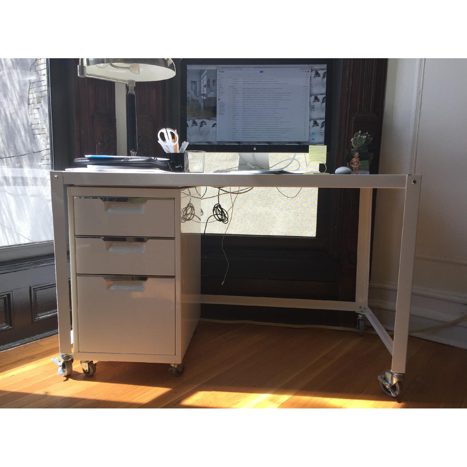 CB2 Go Cart Rolling Desk + Filing Cabinet - image-1