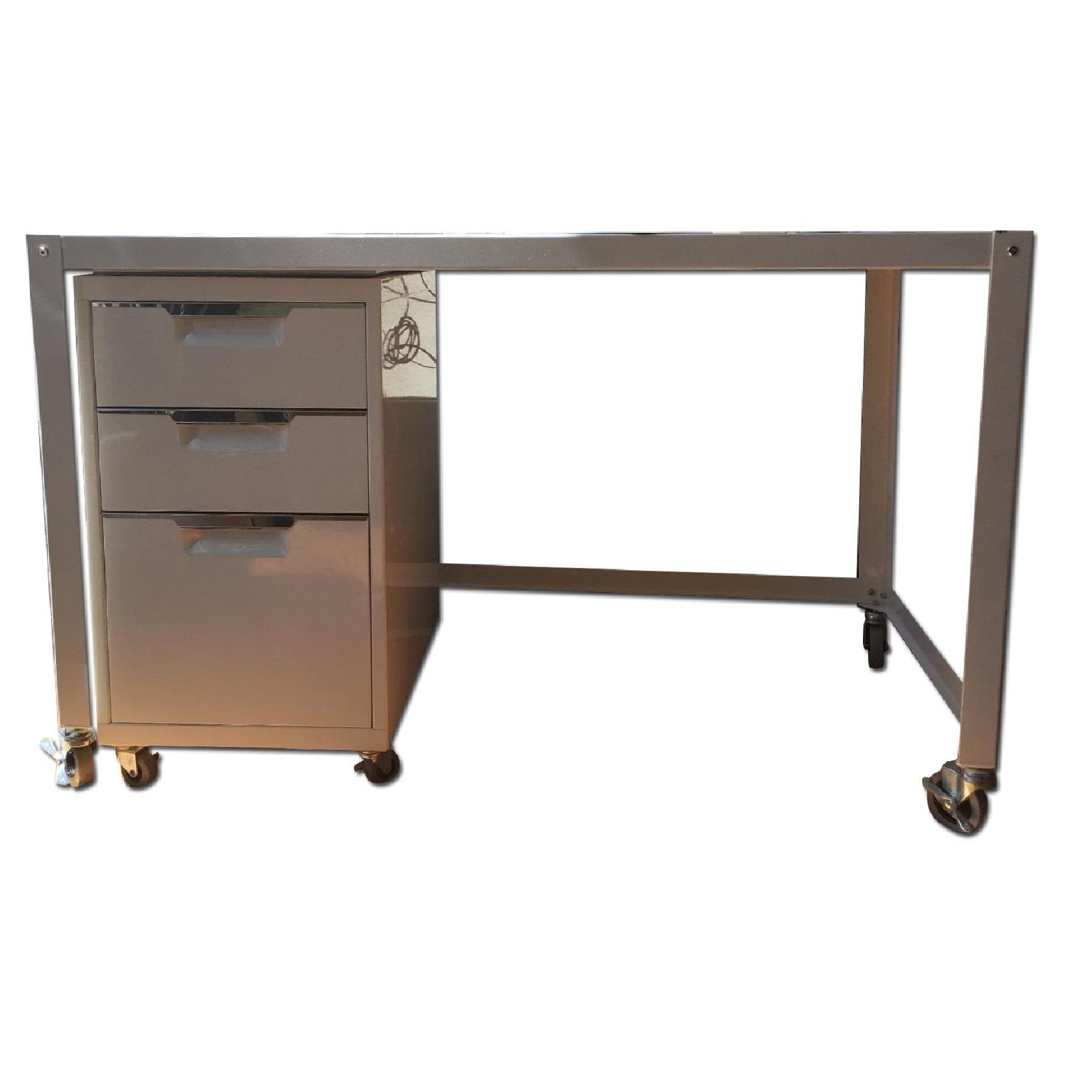 CB2 Go Cart Rolling Desk + Filing Cabinet - image-0