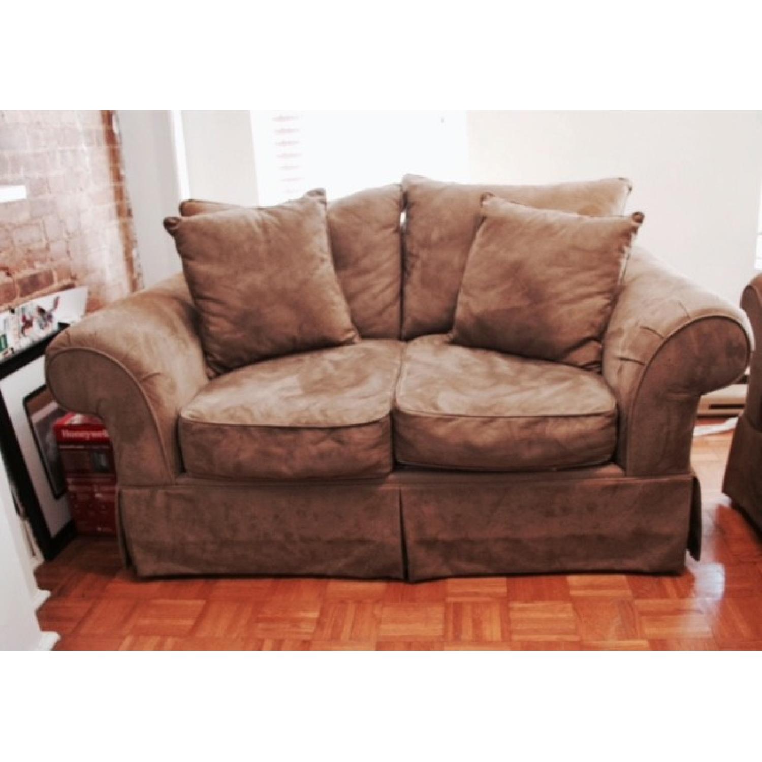 Seaman's Olive Green Loveseat + Matching Sleeper Sofa - image-1