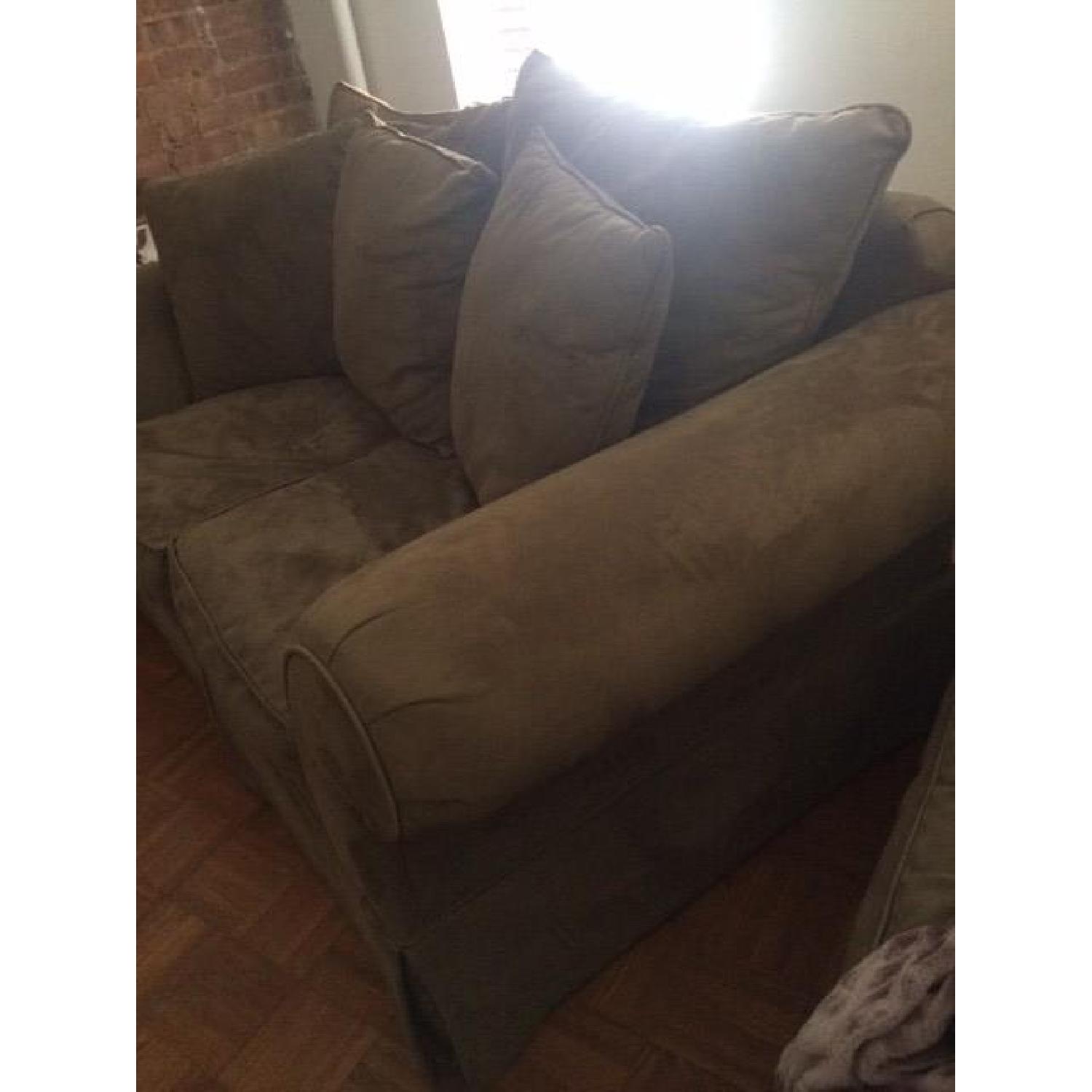 Seaman's Olive Green Loveseat + Matching Sleeper Sofa - image-2