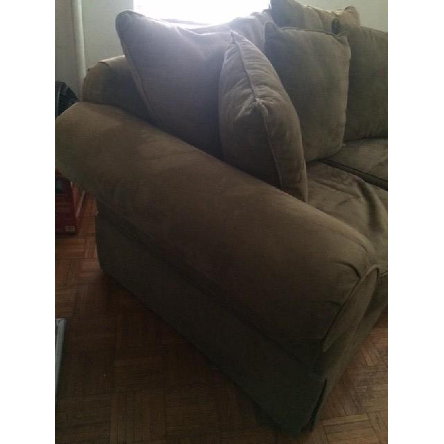 Seaman's Olive Green Loveseat + Matching Sleeper Sofa - image-3