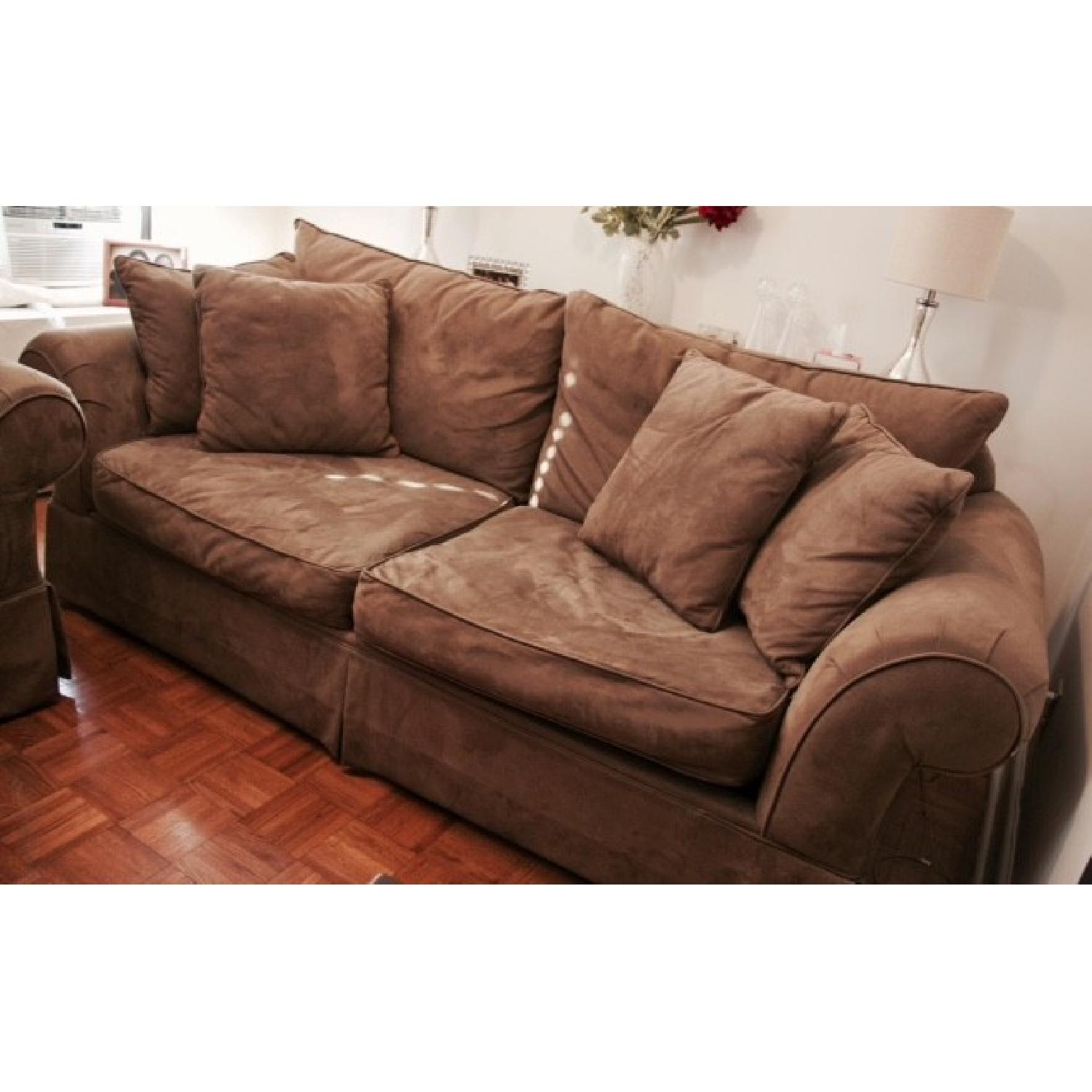 Seaman's Olive Green Loveseat + Matching Sleeper Sofa - image-6