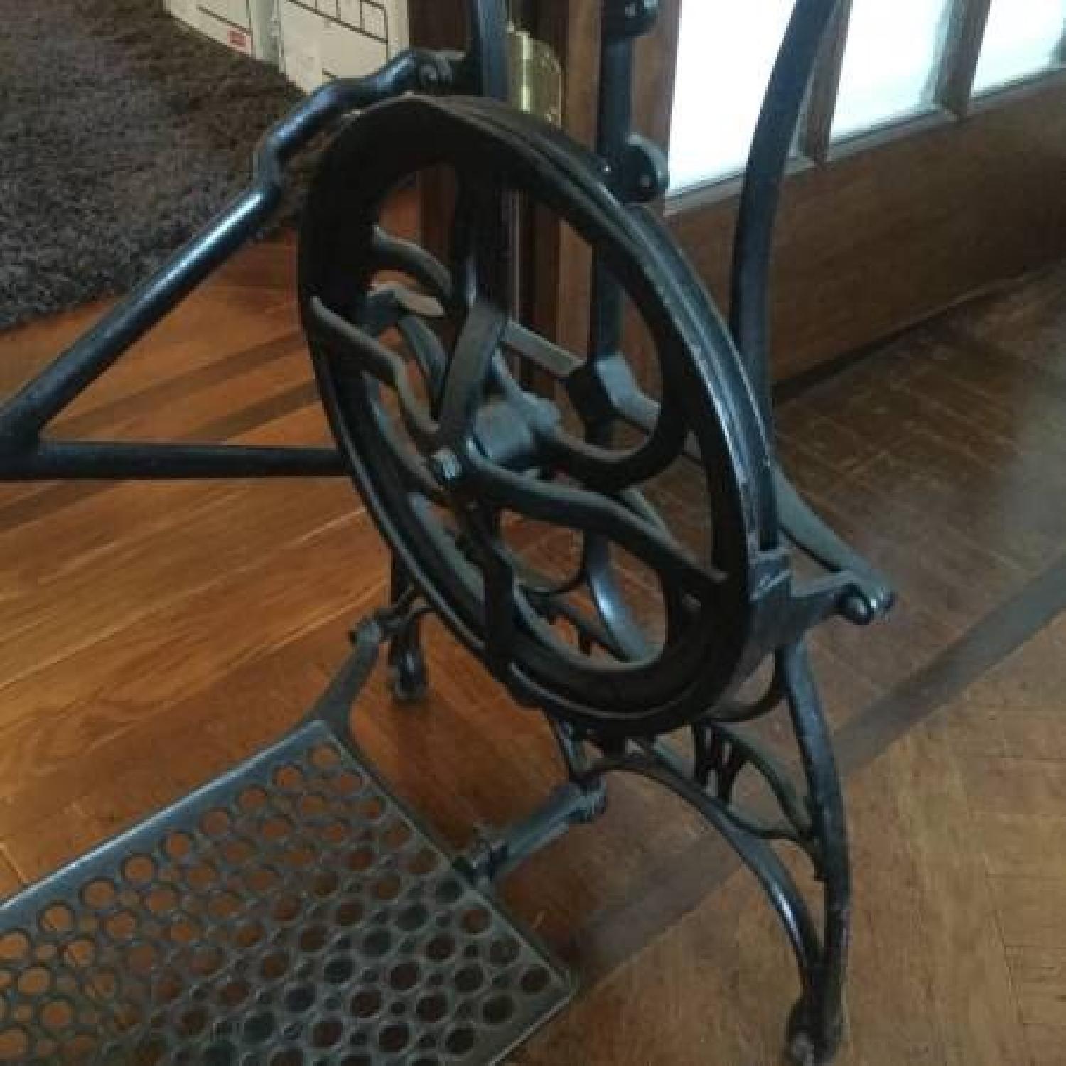 Antique Cast Iron Sewing Table w/ Tempered Glass Top - image-10