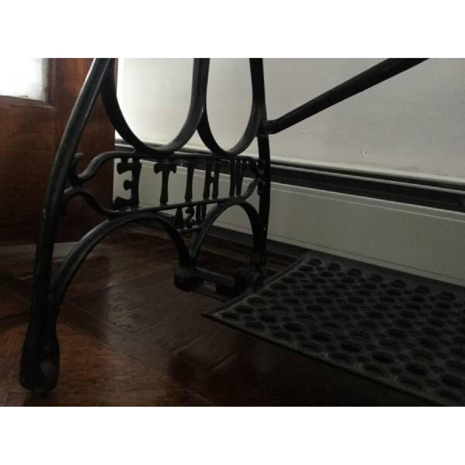 Antique Cast Iron Sewing Table w/ Tempered Glass Top - image-13