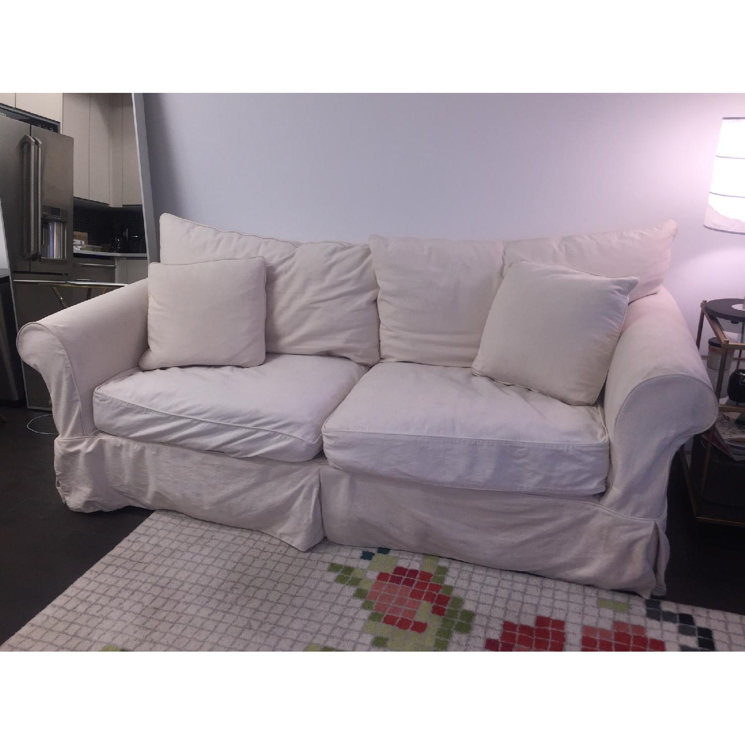 Jennifer Convertibles Slipcover Sofa + Armchair - image-1
