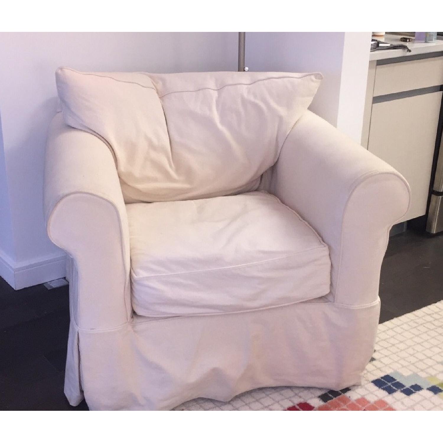 Jennifer Convertibles Slipcover Sofa + Armchair - image-2
