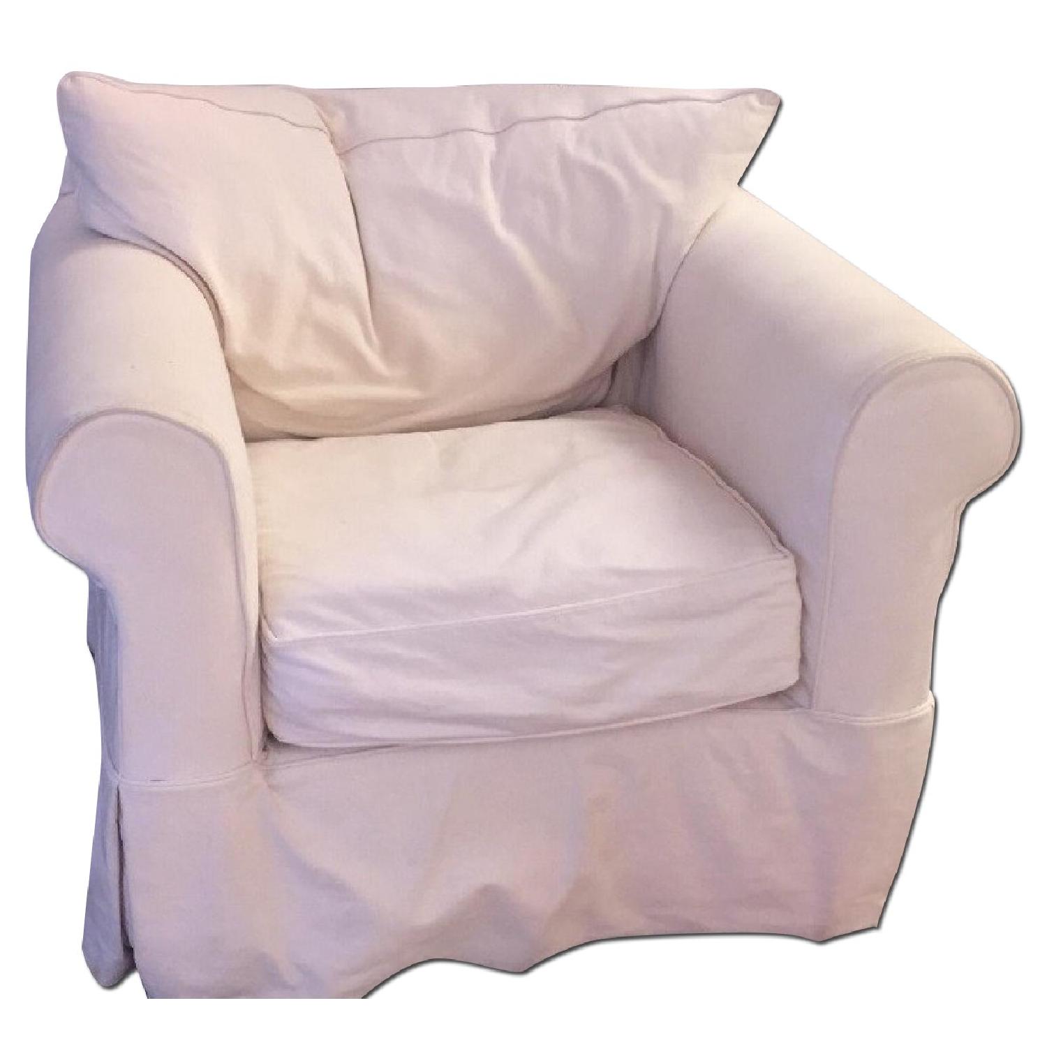 Jennifer Convertibles Slipcover Sofa + Armchair - image-3