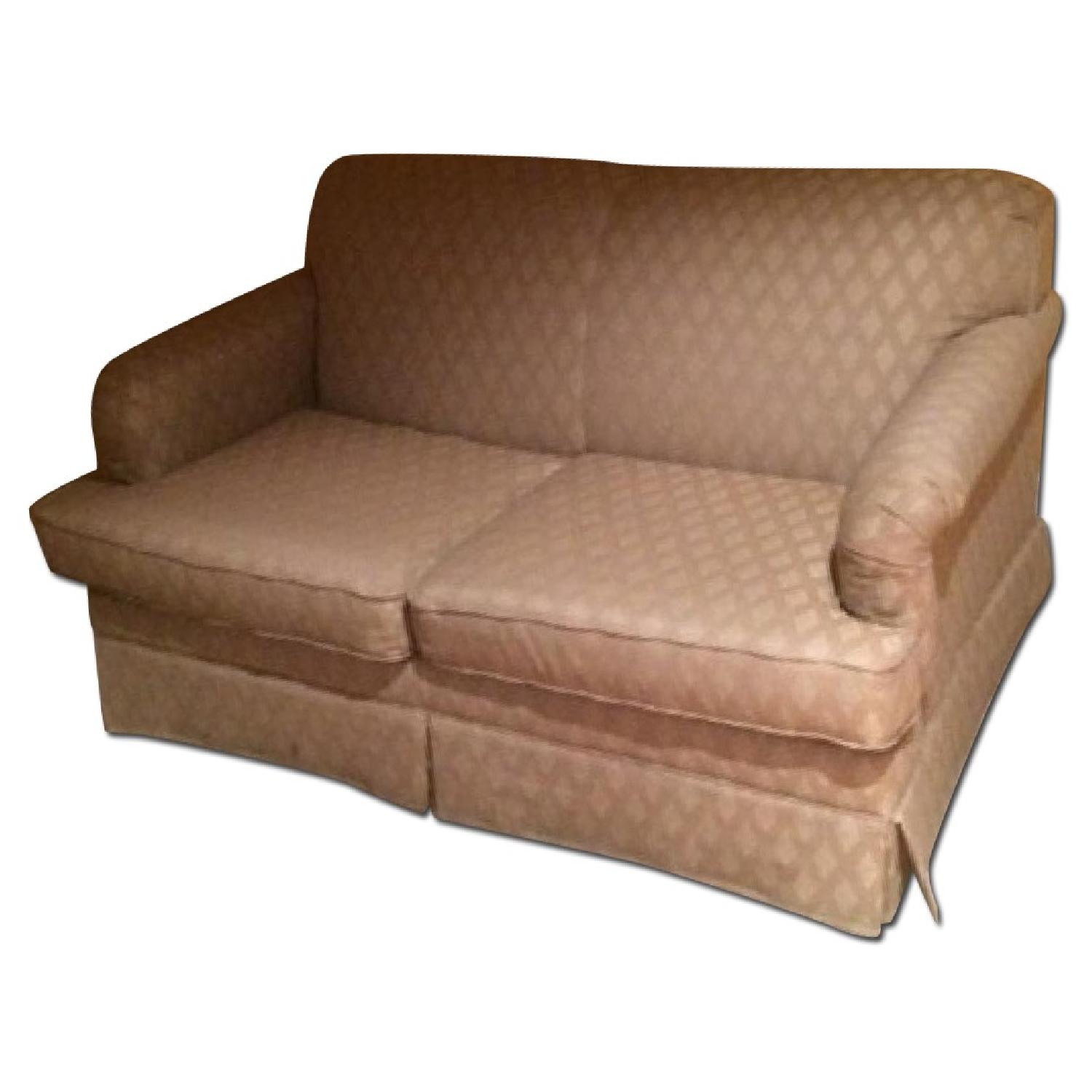 Beige Overstuffed Loveseat For Sale On Aptdeco