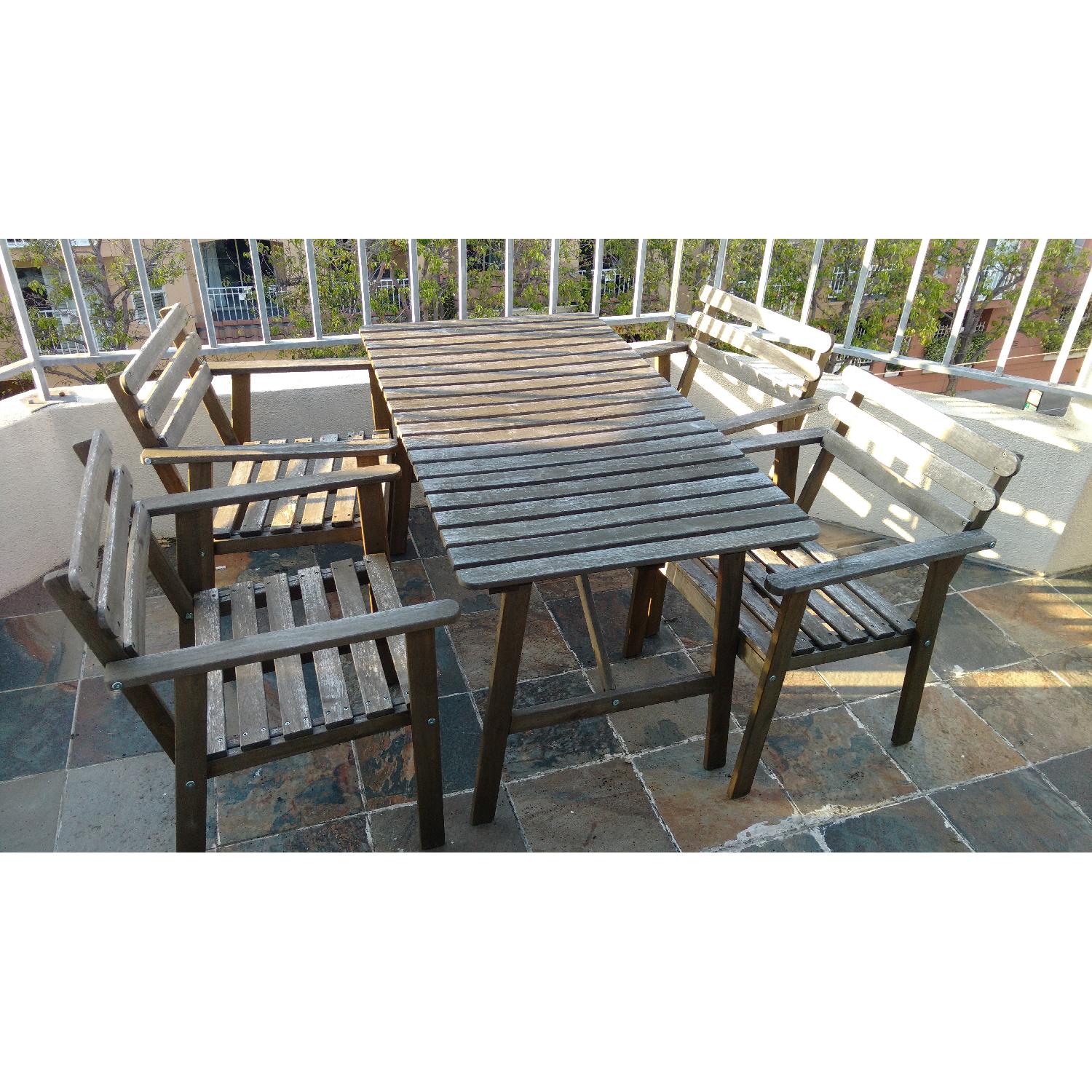 Ikea Outdoor Wooden Table w/ 4 Chairs - image-1