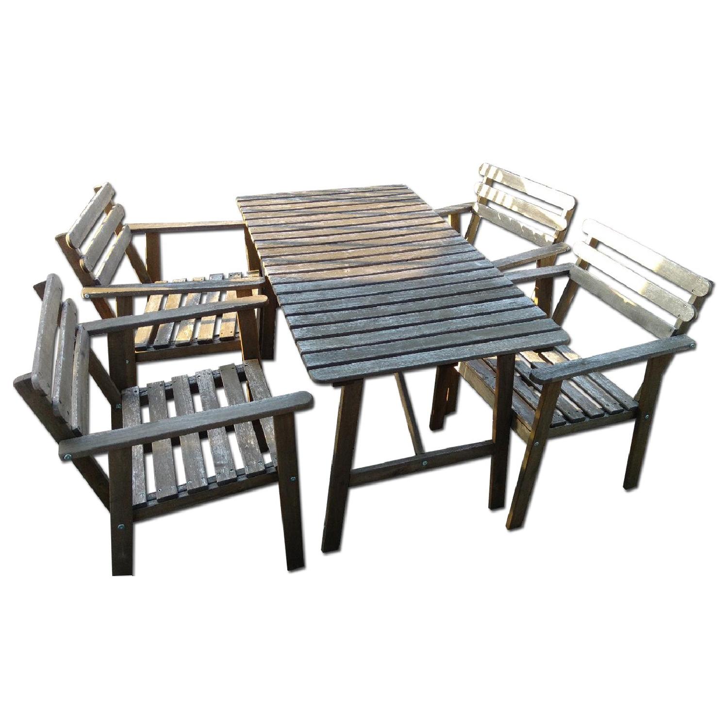 Ikea Outdoor Wooden Table w/ 4 Chairs - image-0