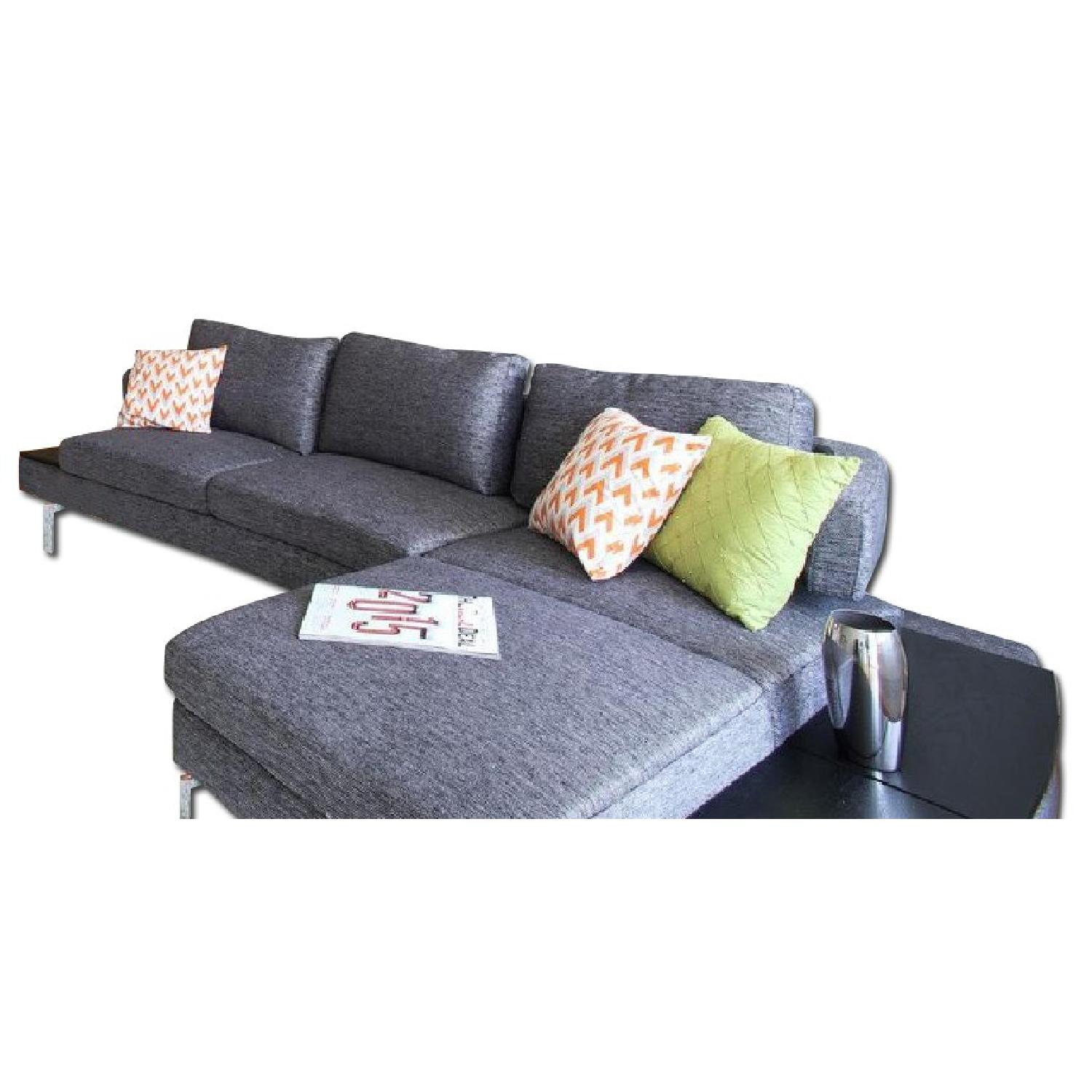 Grey Sectional w/ Attached End Tables AptDeco