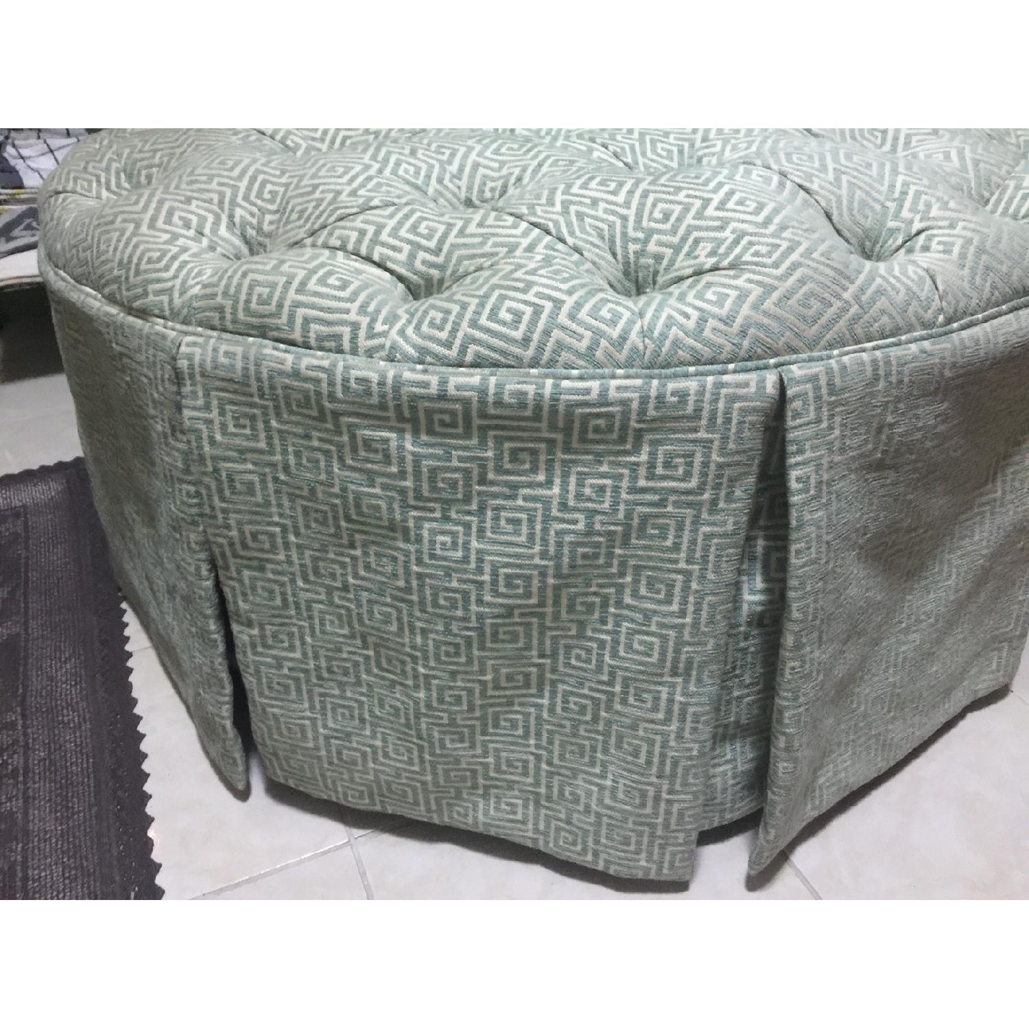 Ballard Designs Round Tufted Ottoman w/ Storage - image-2