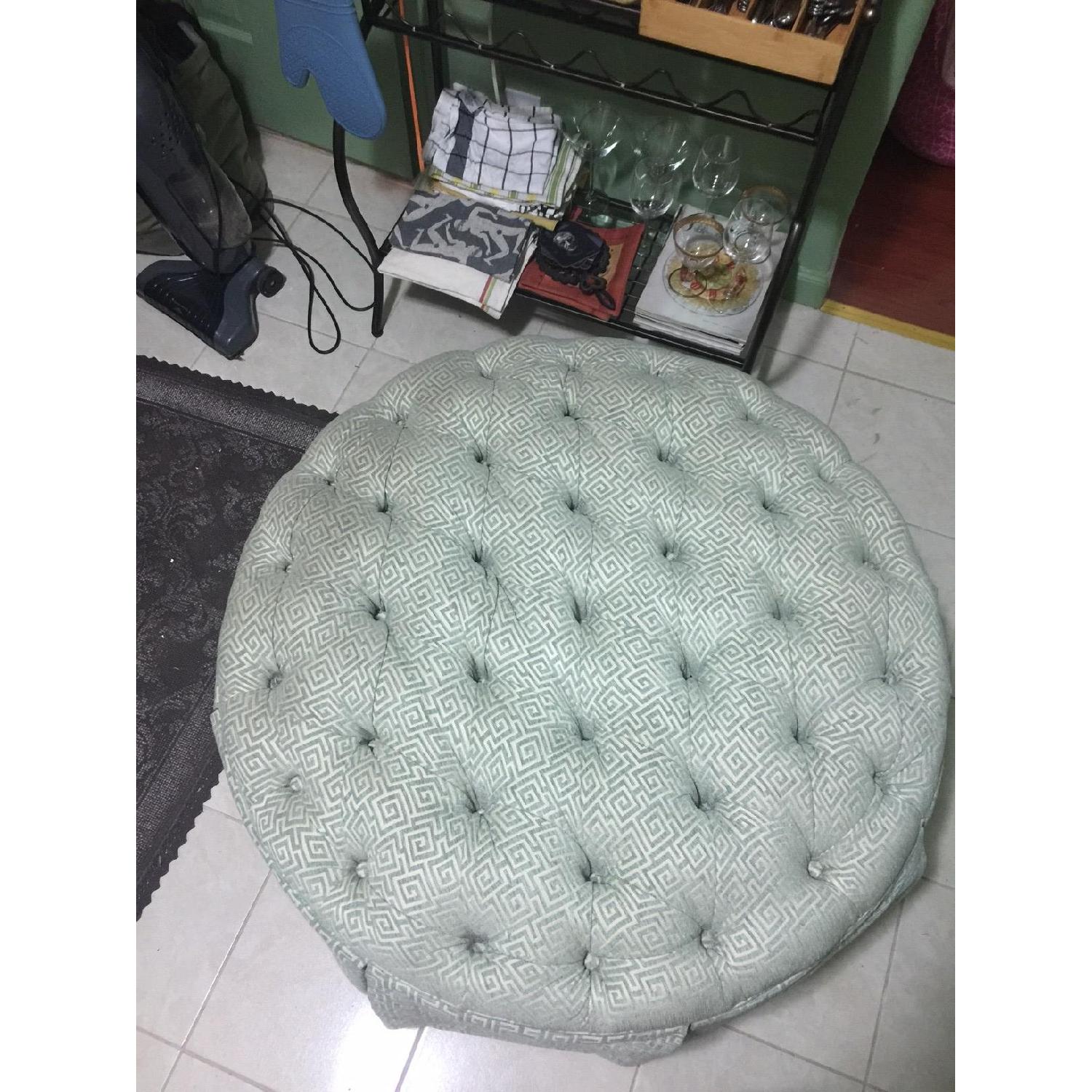 Ballard Designs Round Tufted Ottoman w/ Storage - image-5
