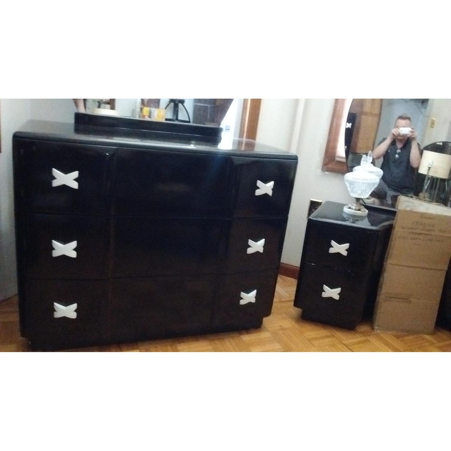 Karl Springer Wood Black Lacquer Dresser w/ Mirror - image-1