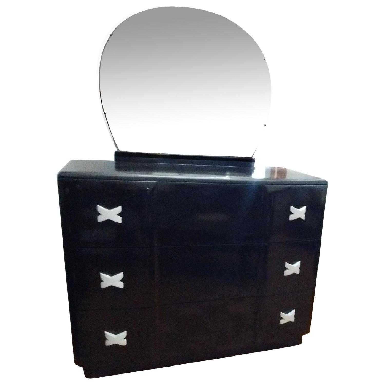 Karl Springer Wood Black Lacquer Dresser w/ Mirror - image-0