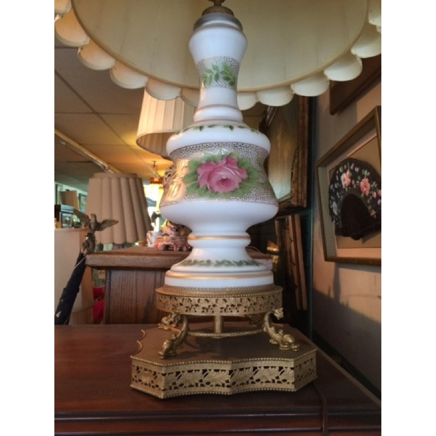 Antique Milk Glass Lamps - Pair - image-2