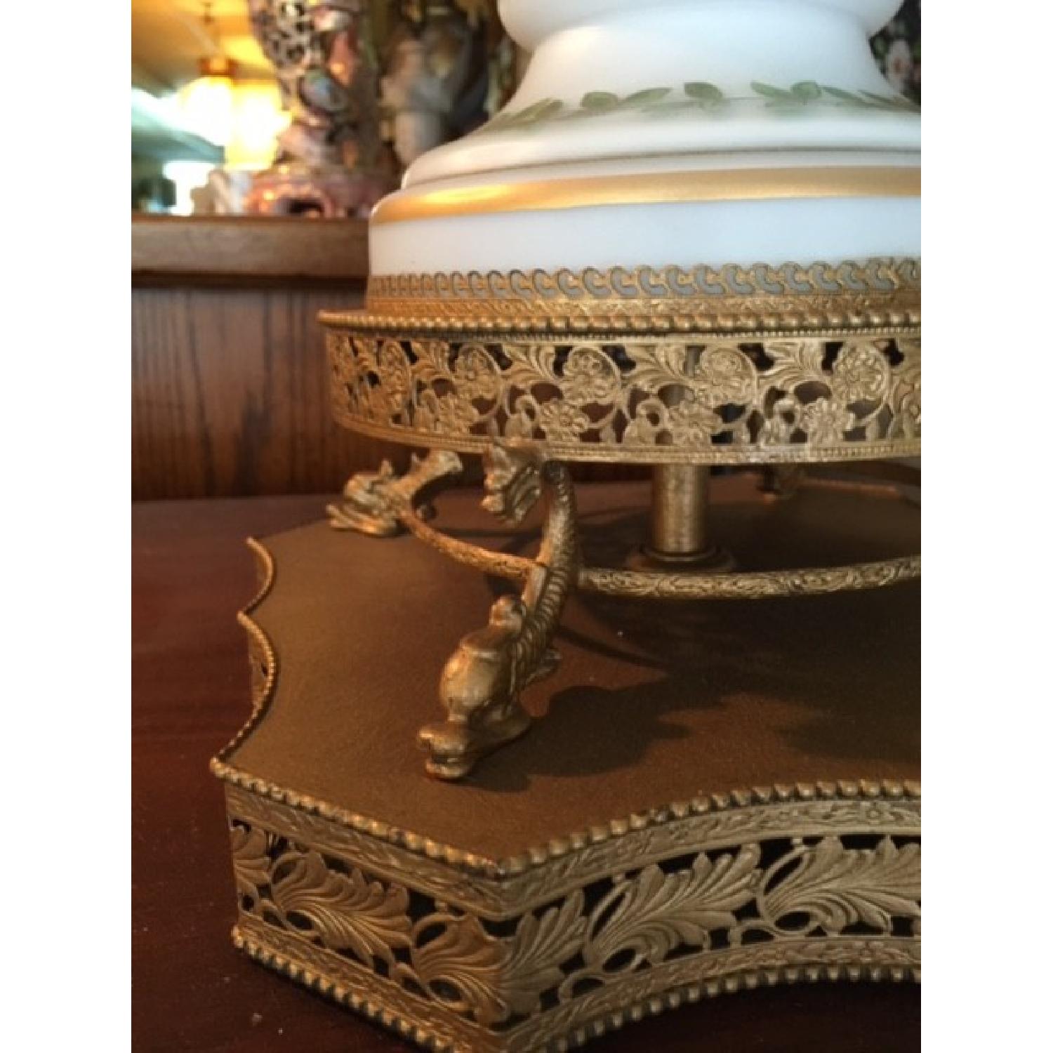 Antique Milk Glass Lamps - Pair - image-3