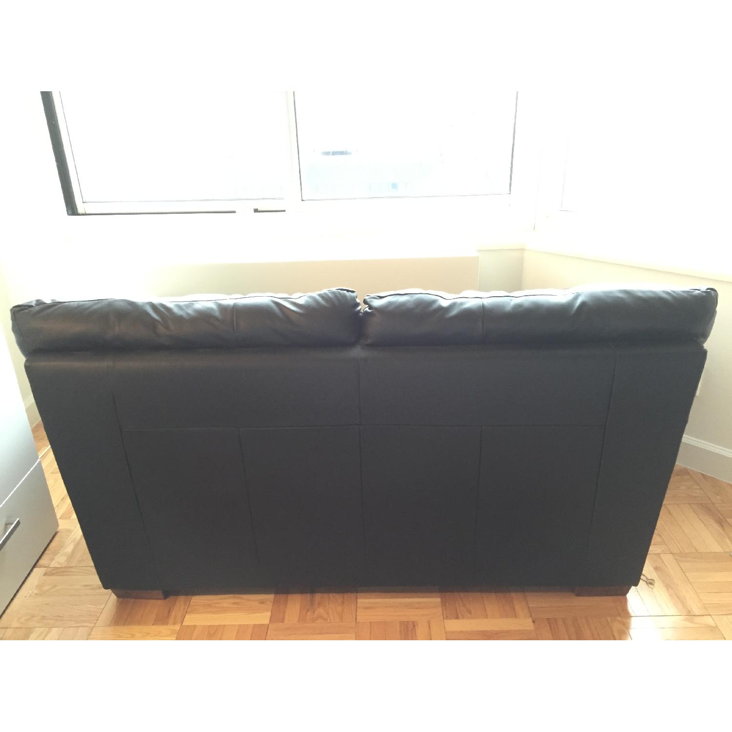 Ikea Black Leather Loveseat - image-3