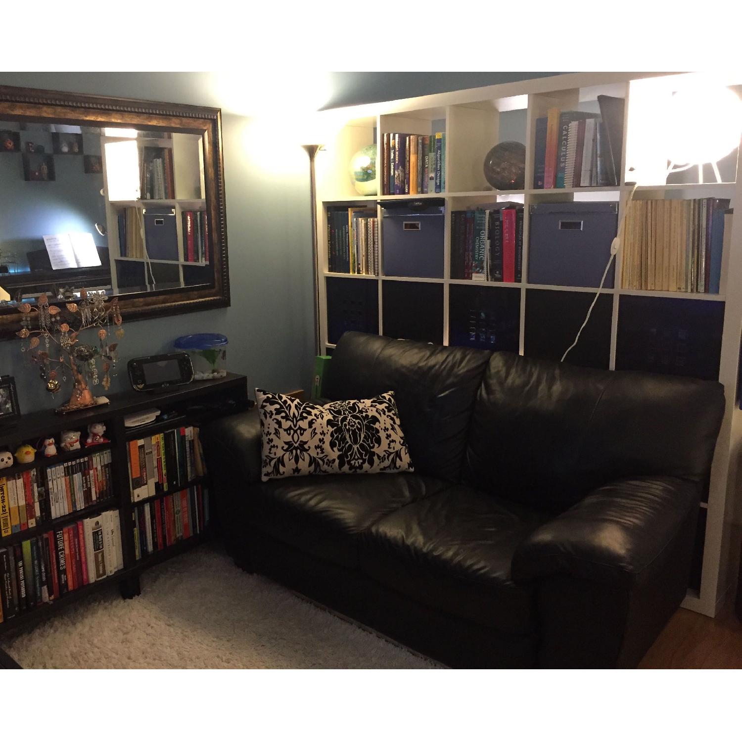 Ikea Black Leather Loveseat - image-4