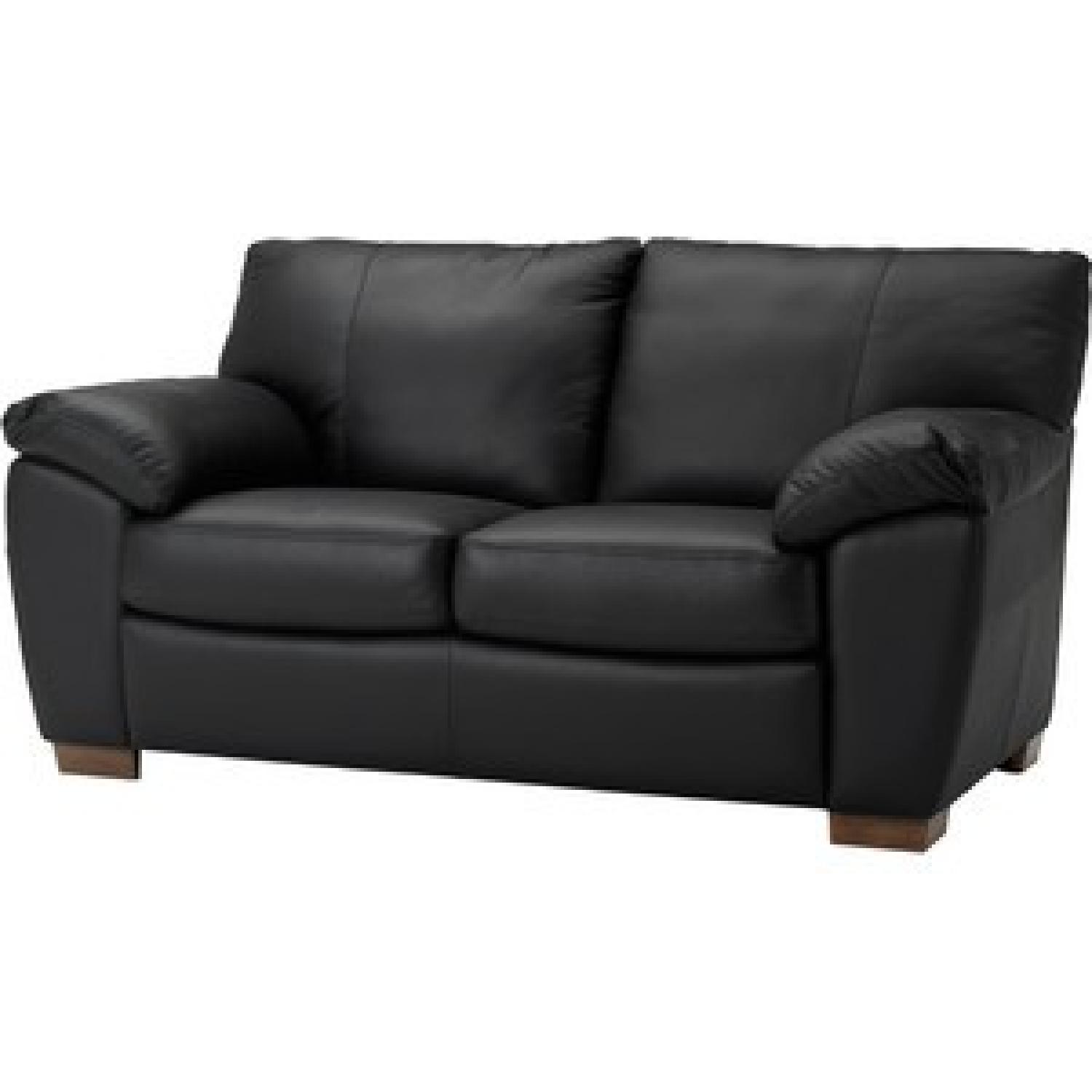 Ikea Black Leather Loveseat - image-5