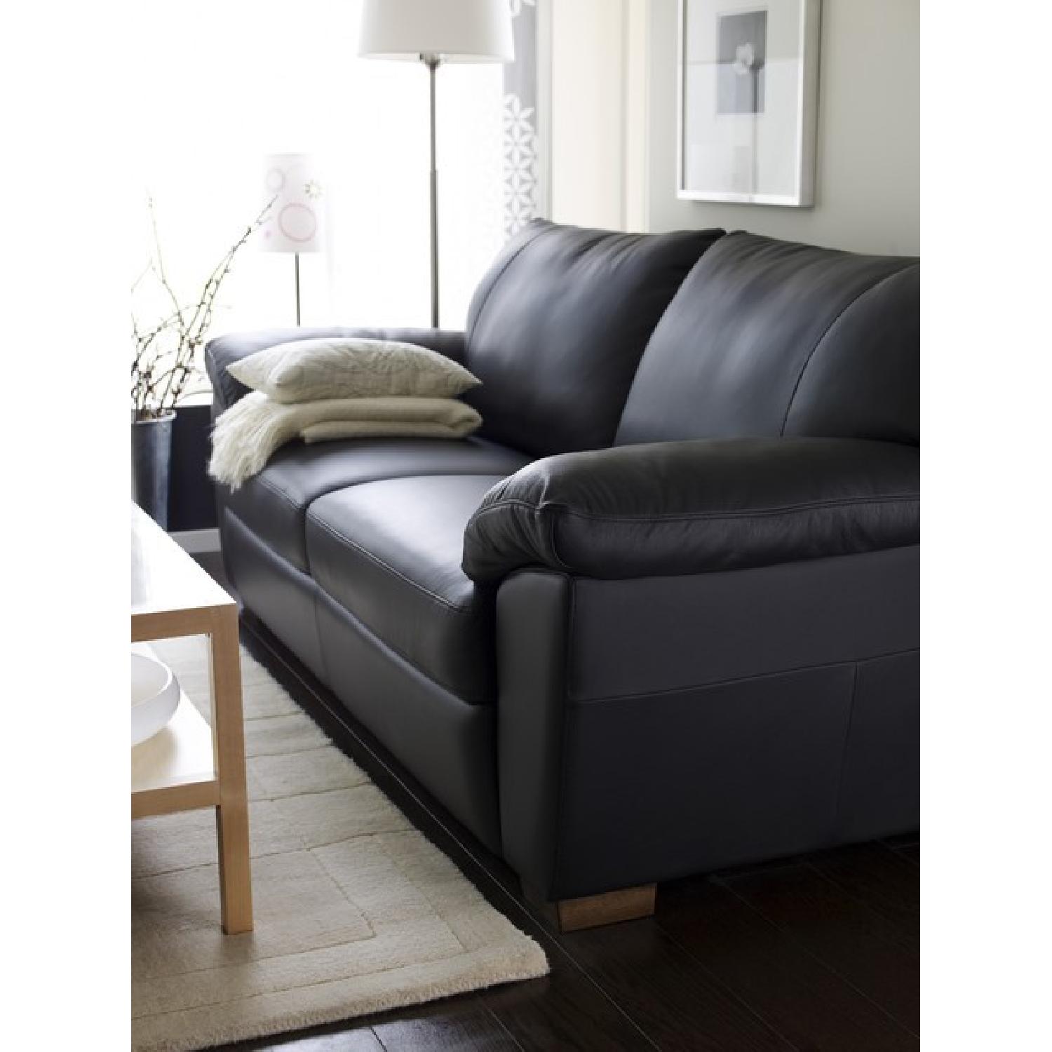 Ikea Black Leather Loveseat - image-6