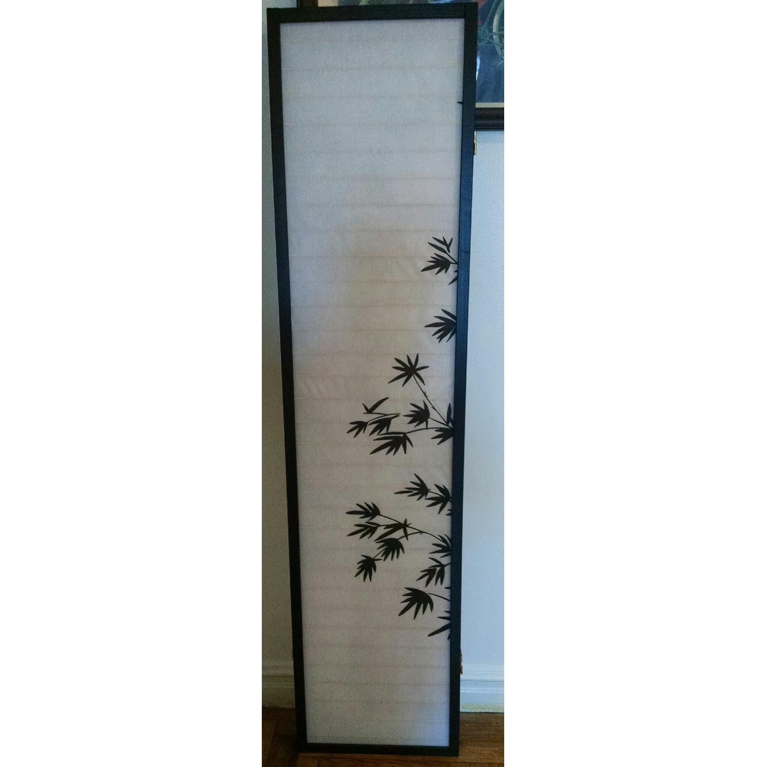 Bamboo Print Oriental Shoji 3 Panel Screen in Black - image-2