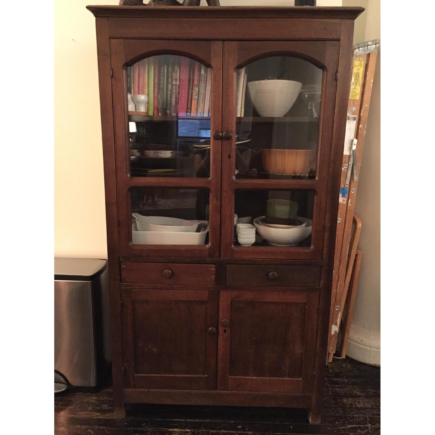 Wood/Glass & Metal Mesh Bookcase/Cabinet - image-1