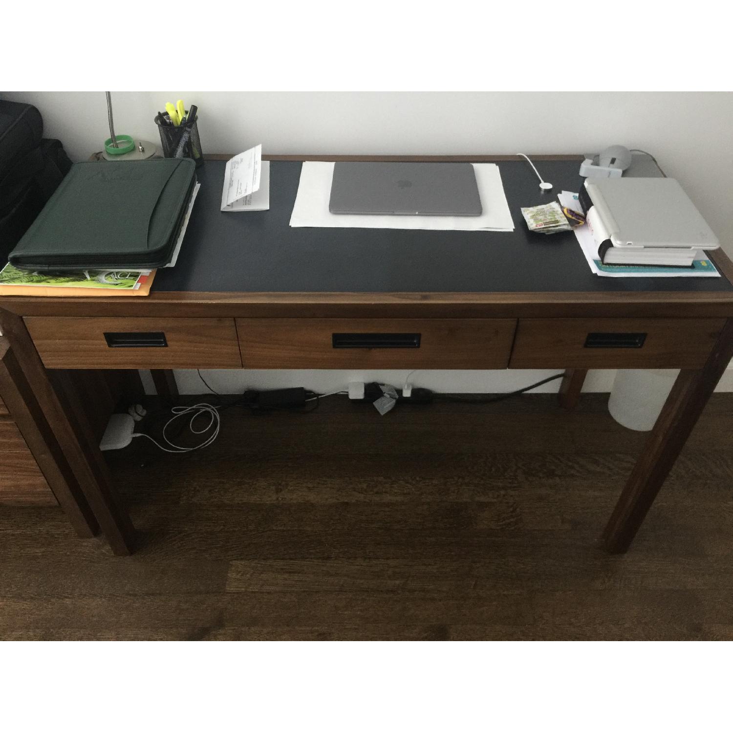 Crate & Barrel Tahoe Dark Wooden Desk - image-1