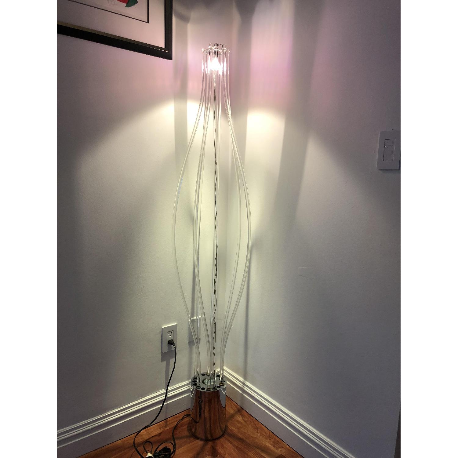 Glass Hour Lamp w/ Hand Blown Crystal Stems - image-1