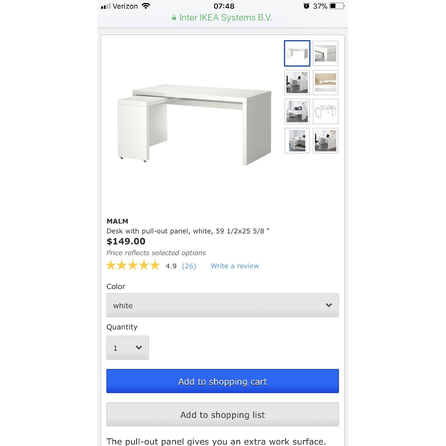 Ikea Malm White Desk w/ Pull Out - image-1