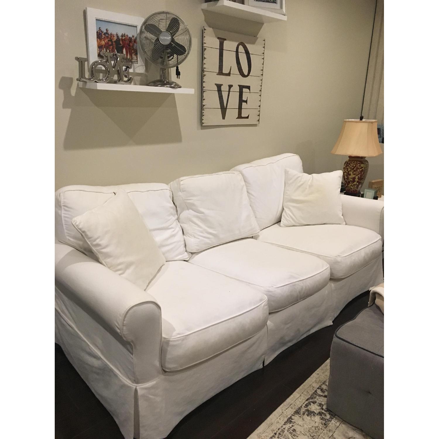 Macy's White Leanne Fabric Slipcover Sofa - image-5