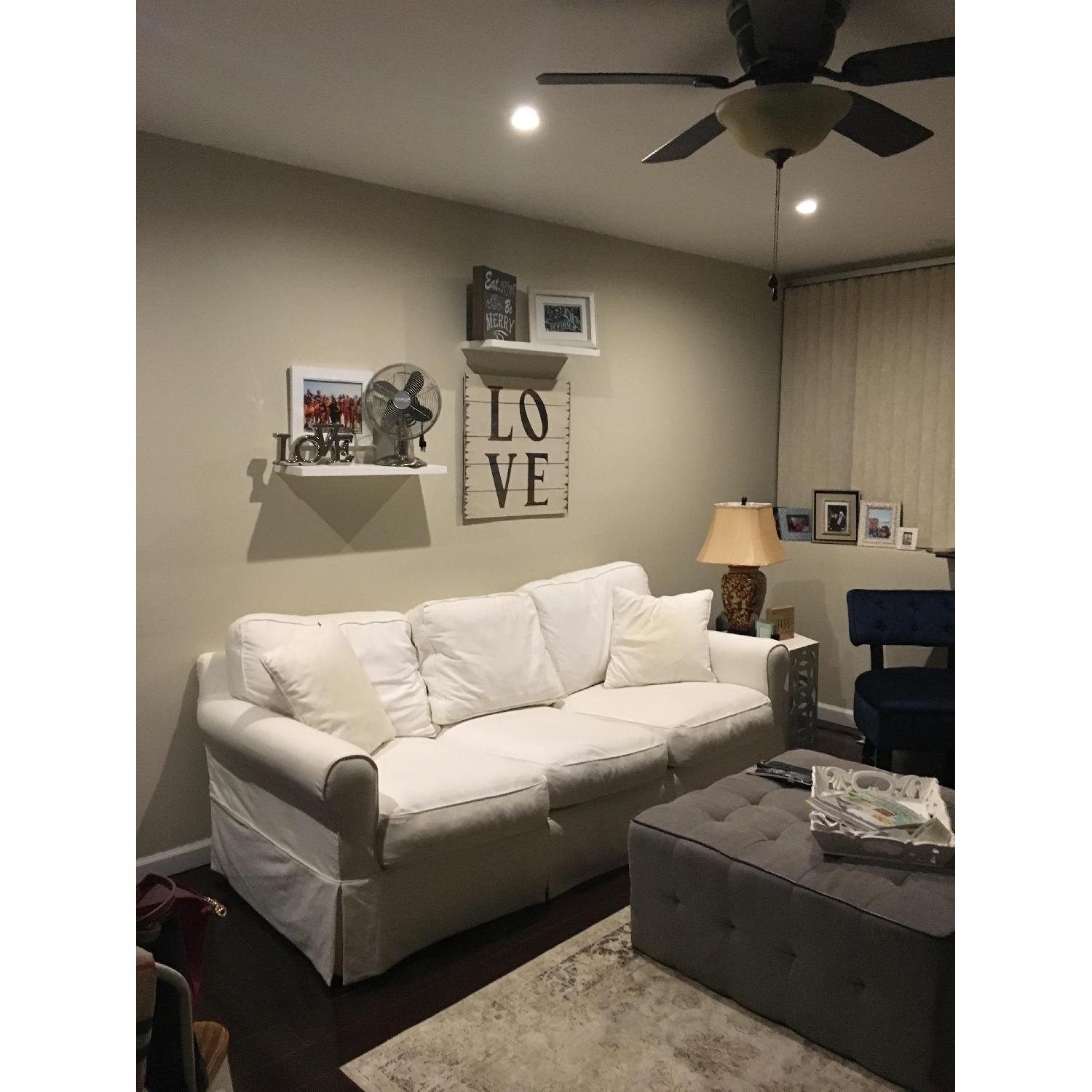 Macy's White Leanne Fabric Slipcover Sofa - image-6