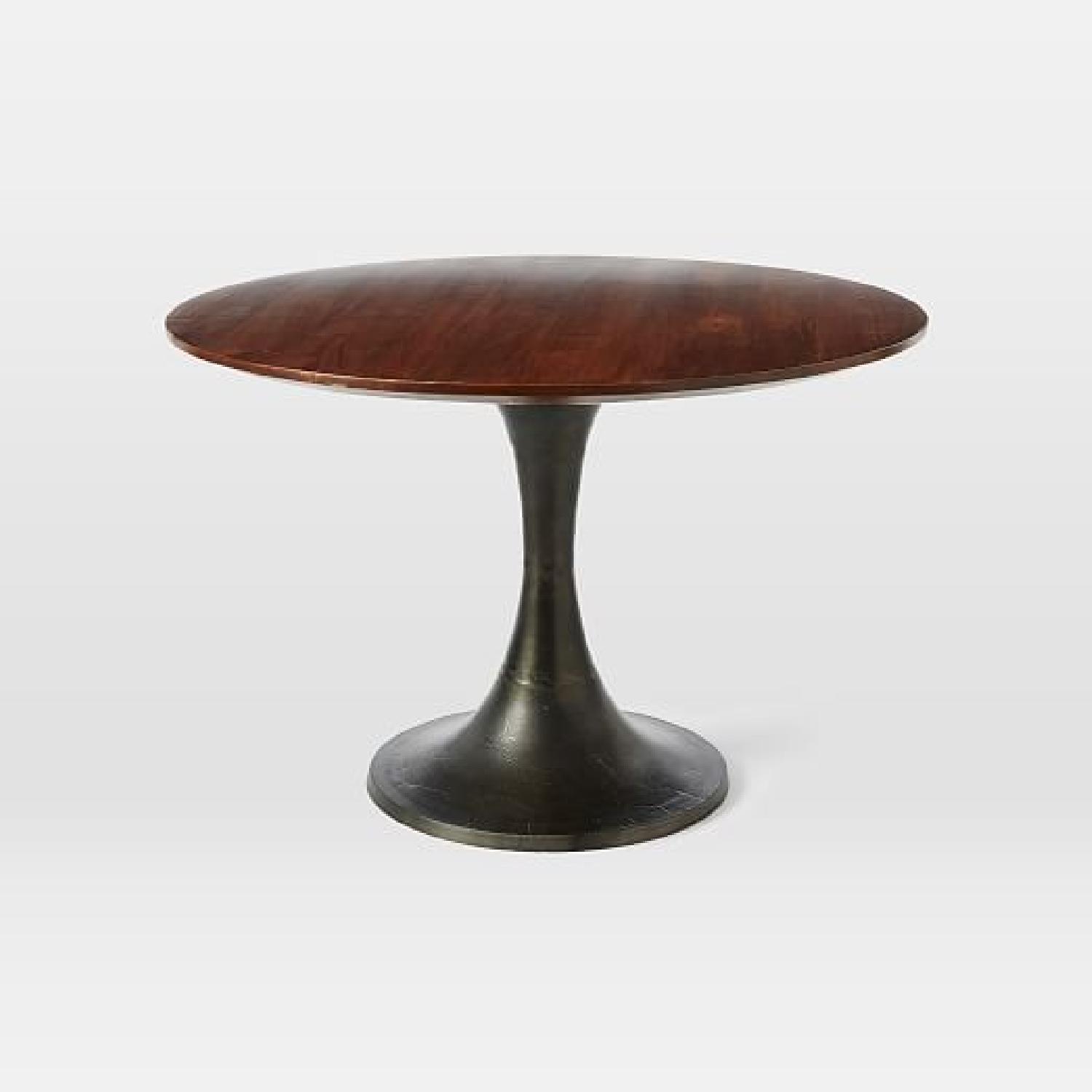 West Elm Round Dining Table w/ Metal Tulip Base - image-0