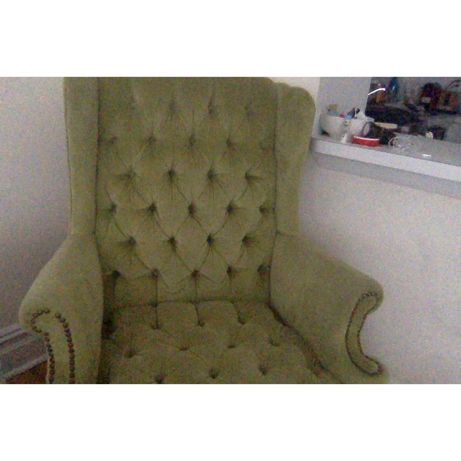 Beall & Bell Olive Green Wingback Chair & Ottoman - image-2