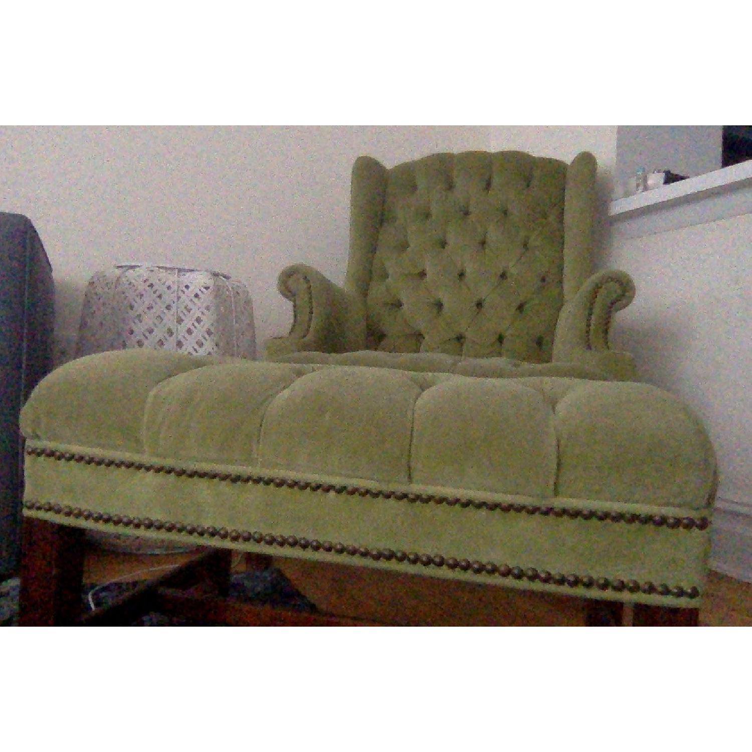 Beall & Bell Olive Green Wingback Chair & Ottoman - image-3
