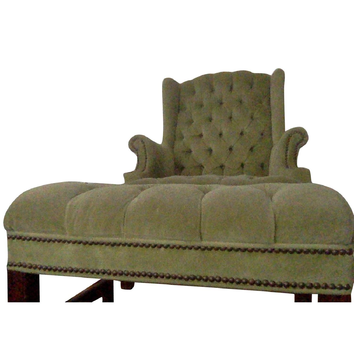 Beall & Bell Olive Green Wingback Chair & Ottoman AptDeco