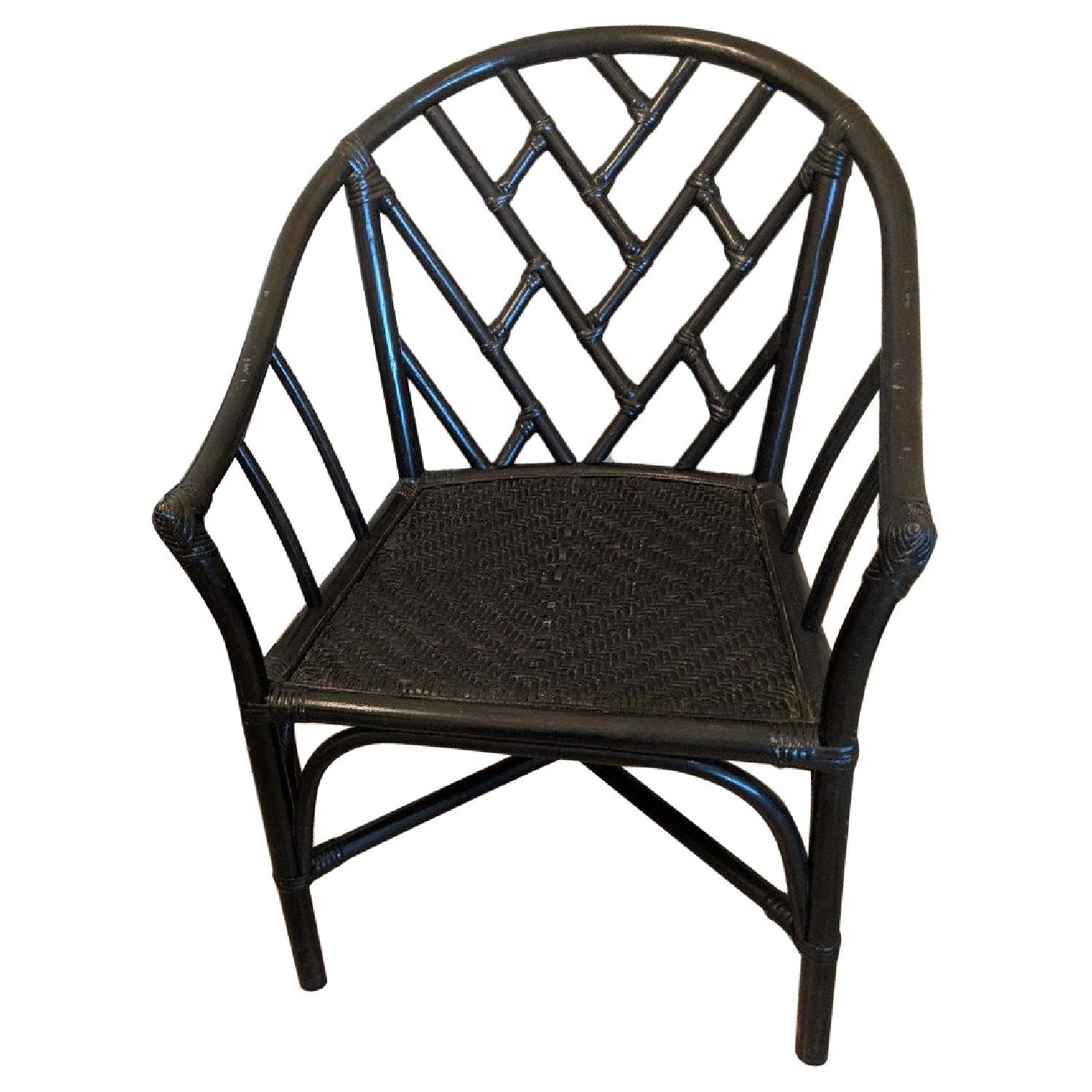 Black Rattan Bamboo Chippendale Chairs - AptDeco