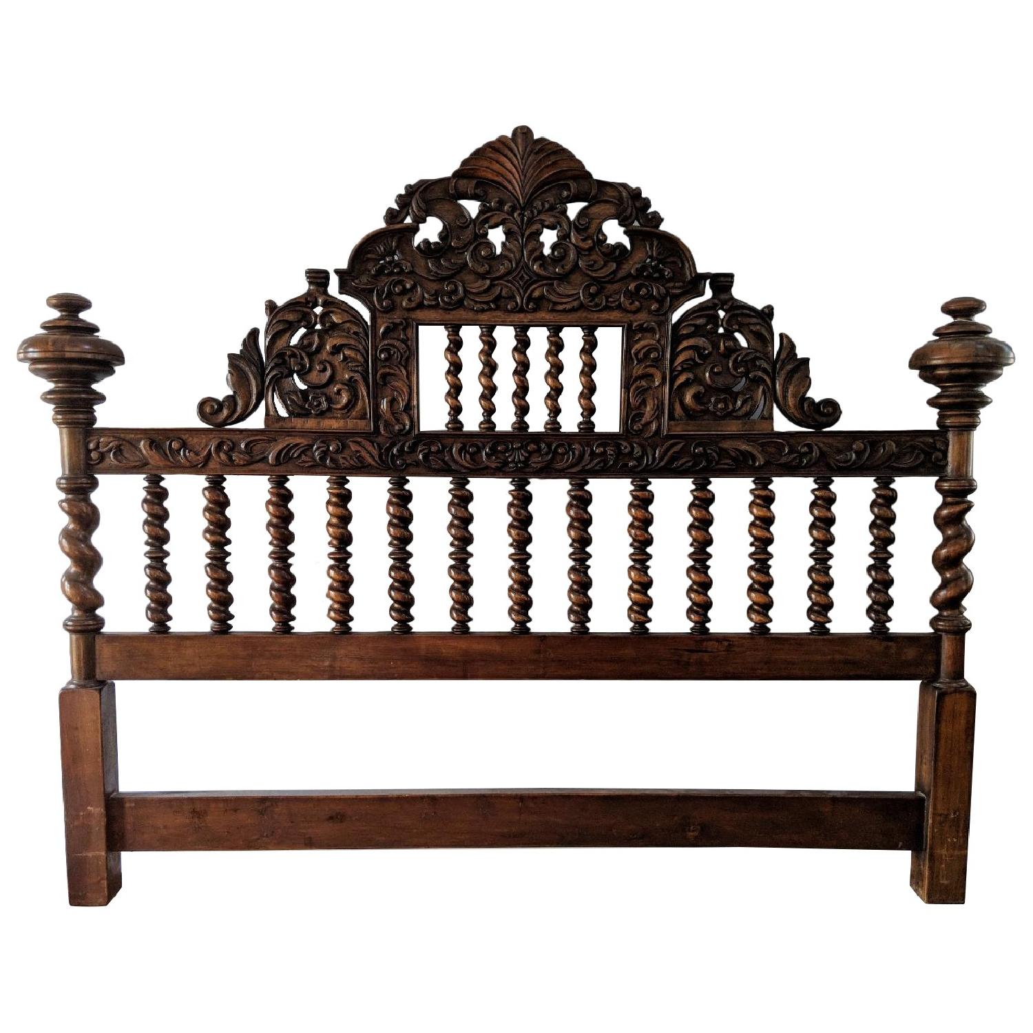 Spanish Mediterranean Carved King Size Headboard AptDeco