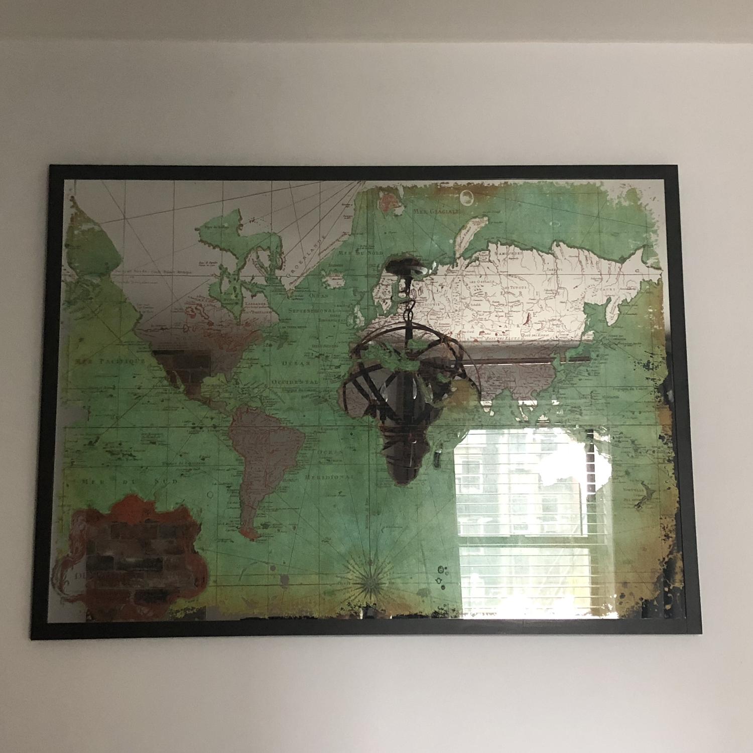 Green Mirrored World Map World Market Green Mirrored World Map - Aptdeco