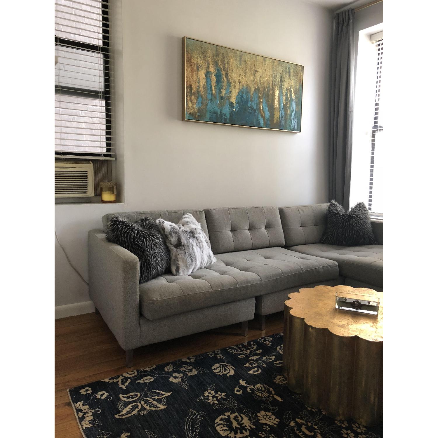 World Market Teal & Gold Woods Wall Art in Gold Frame AptDeco