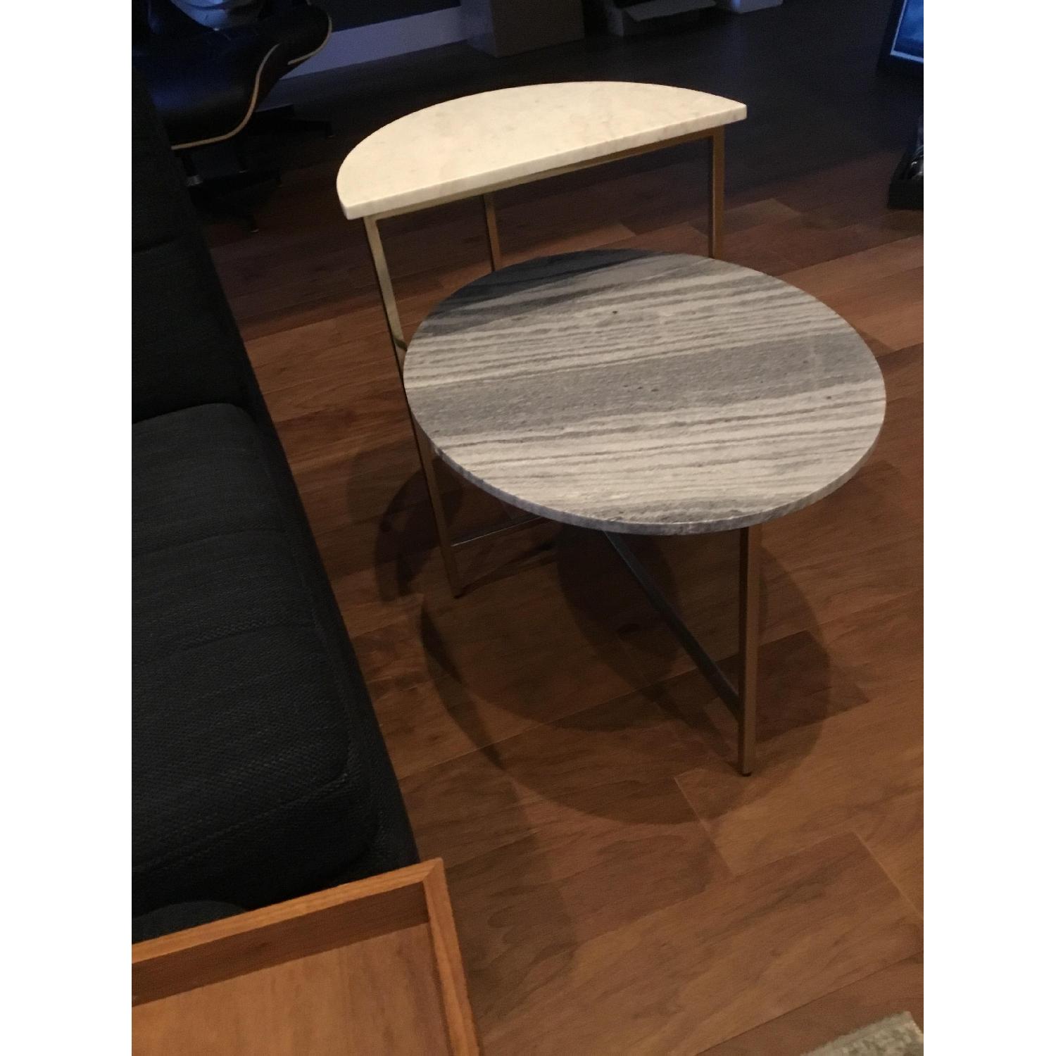 West Elm White/Blue Marble Geo Stepped Side Table - image-5